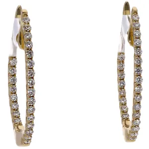 14K yellow Gold Inside/Outside Petite Diamond Hoop Earrings