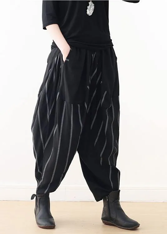 2021 Spring New Black Grey Striped High Waist Pants