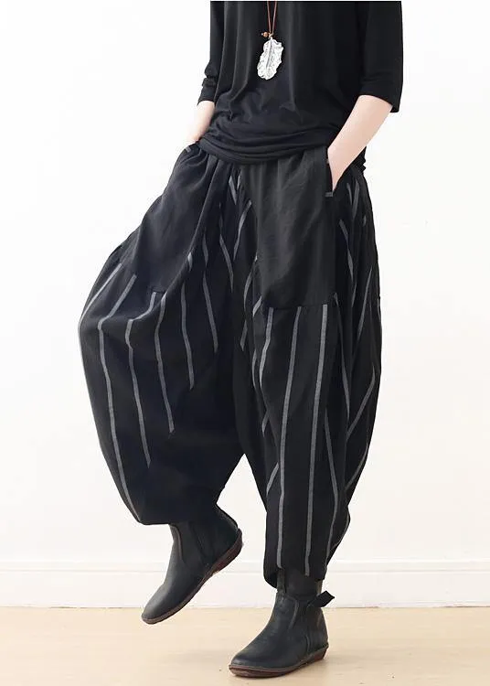 2021 Spring New Black Grey Striped High Waist Pants