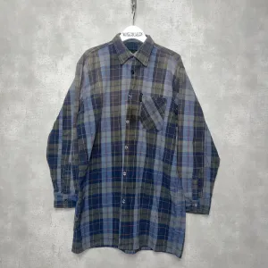 60-70'S FRANCE製 / COTTON FLANNEL CHECK PATTERN SHIRT