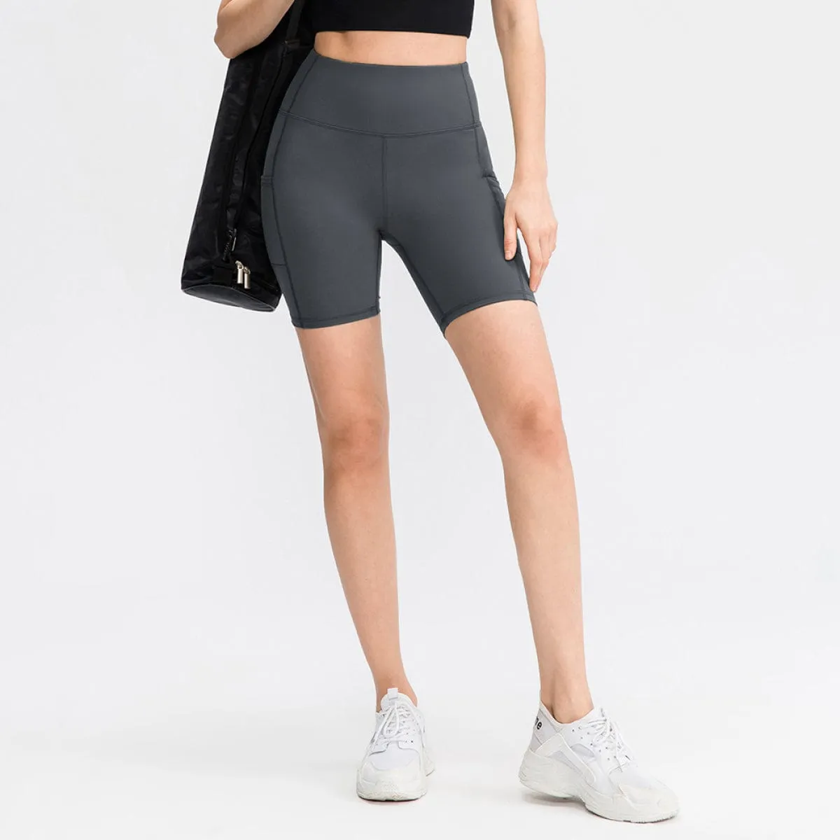 Allrj High Waist Active Shorts With Pockets