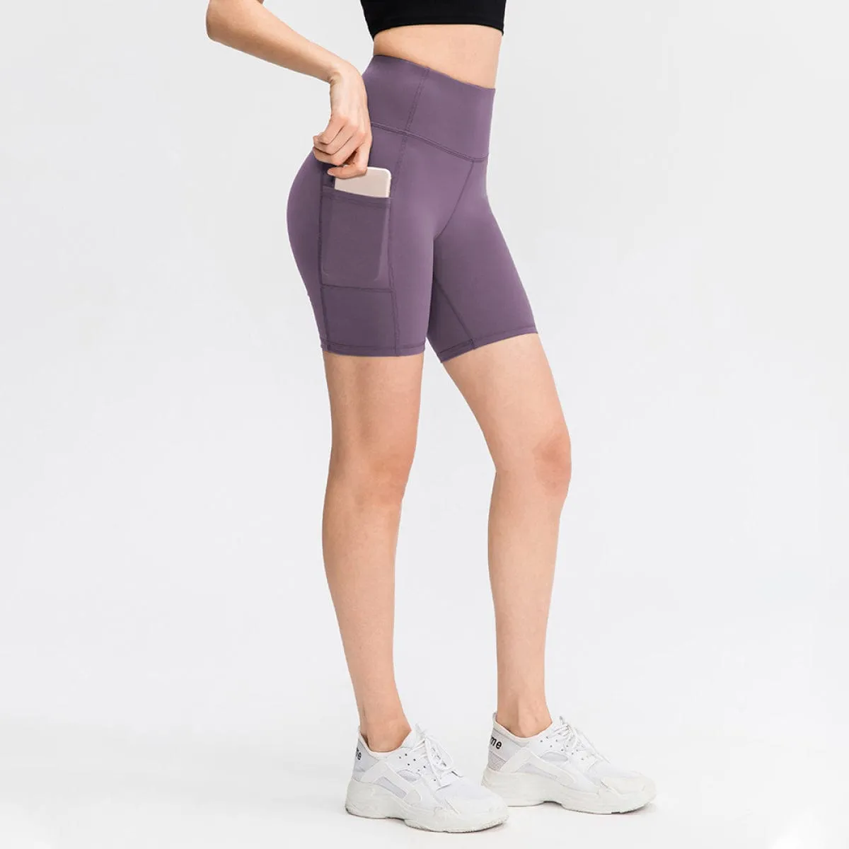 Allrj High Waist Active Shorts With Pockets