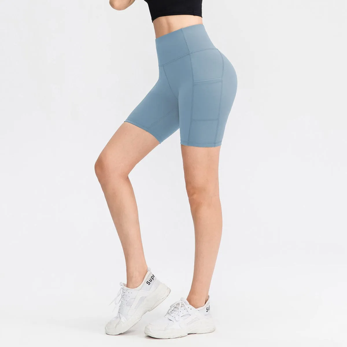 Allrj High Waist Active Shorts With Pockets