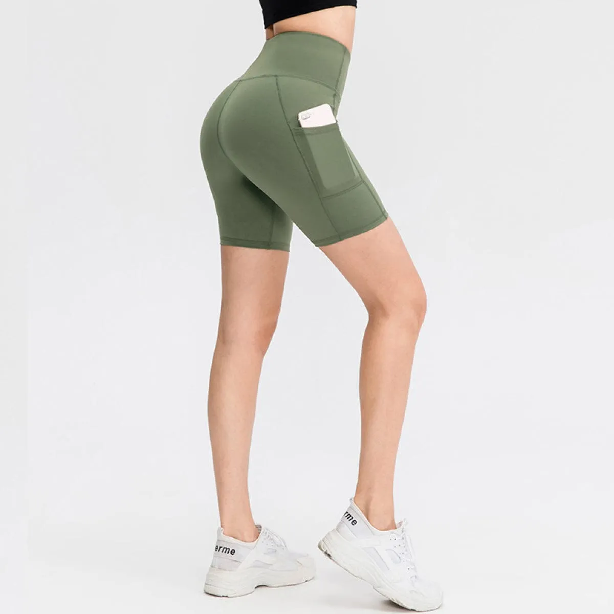 Allrj High Waist Active Shorts With Pockets