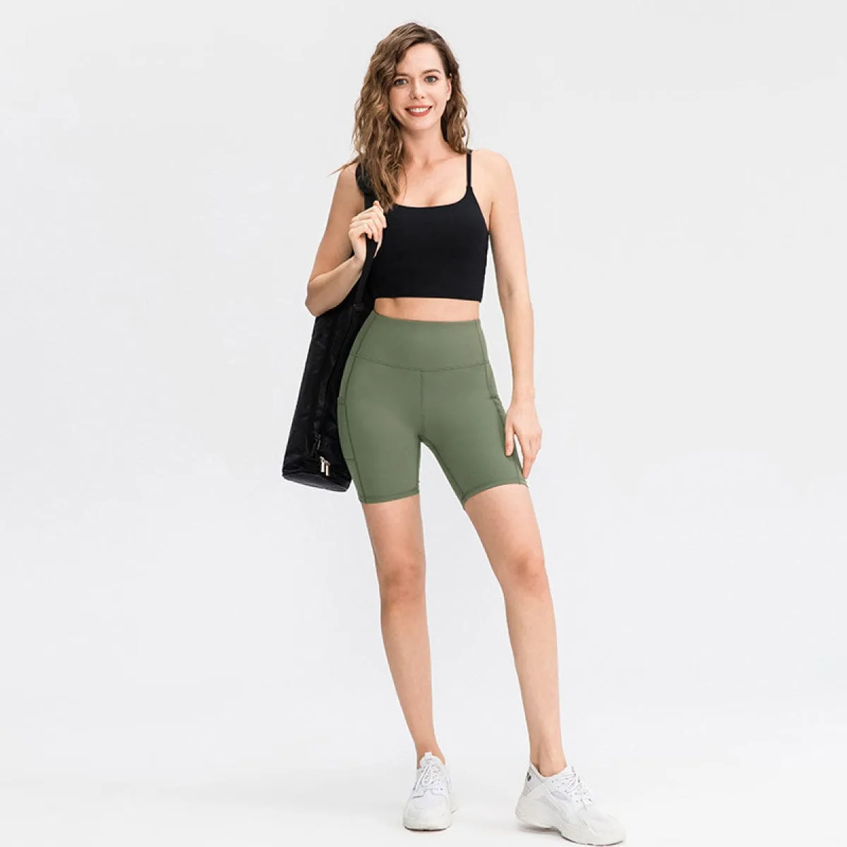 Allrj High Waist Active Shorts With Pockets