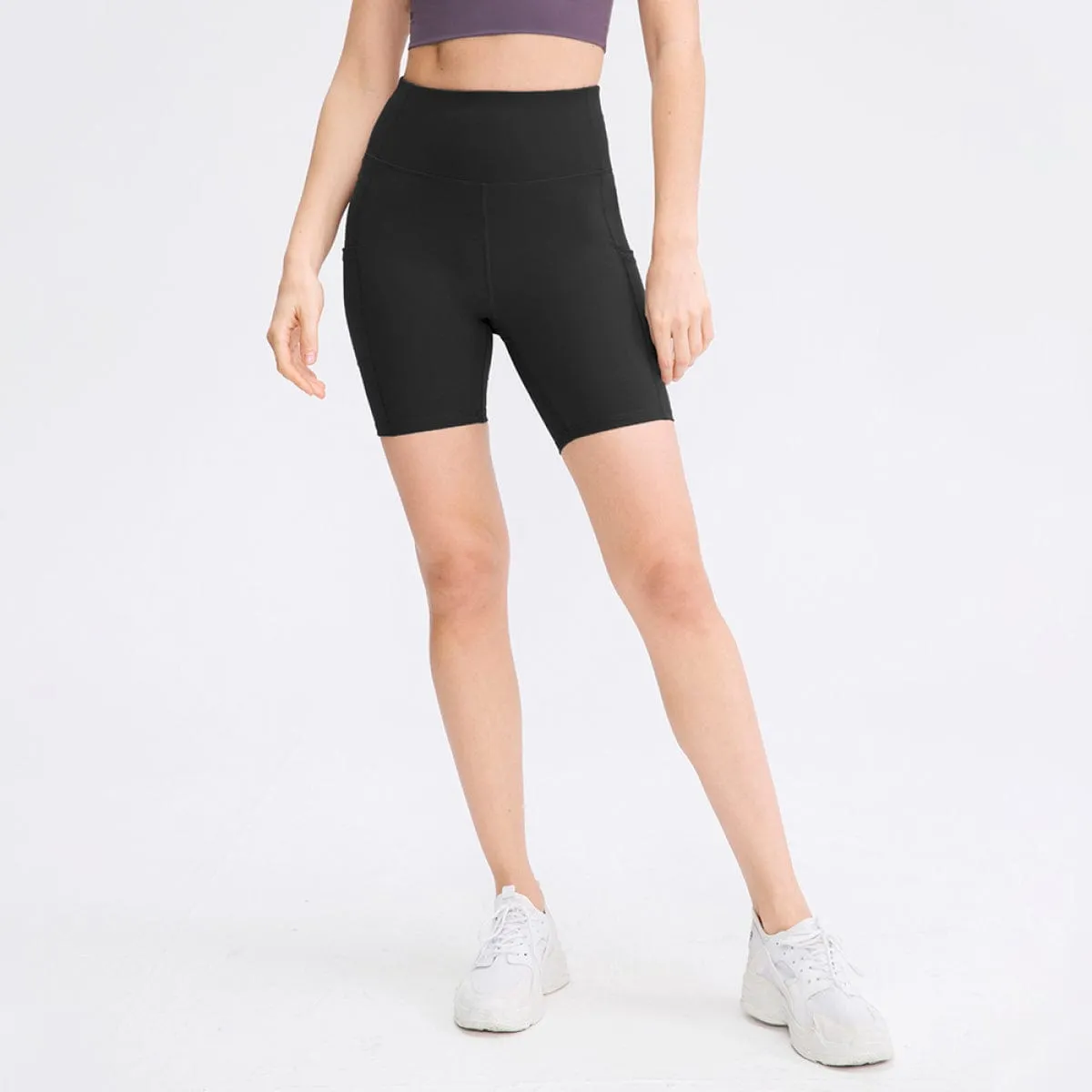 Allrj High Waist Active Shorts With Pockets