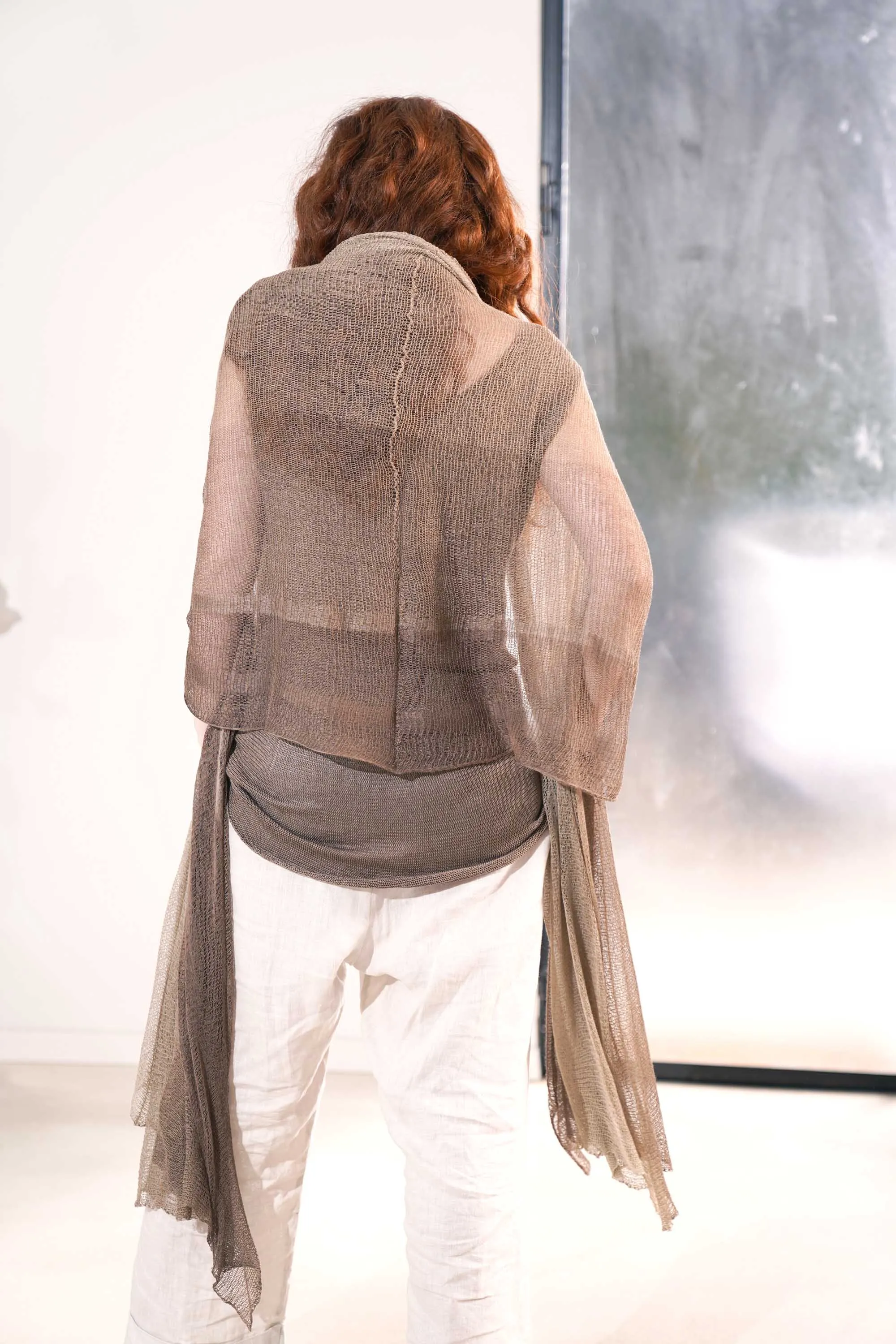 Aqvarelle Big Air Bamboo Sheer Scarf -Brown