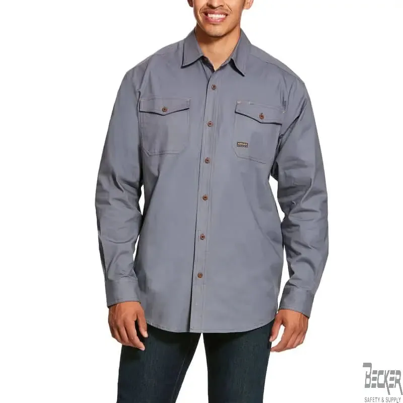 ARIAT - Mens Rebar Made Tough DuraStretch Work Shirt, Steel