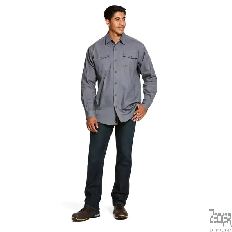 ARIAT - Mens Rebar Made Tough DuraStretch Work Shirt, Steel