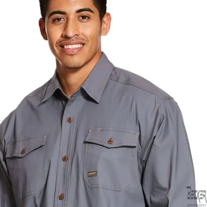 ARIAT - Mens Rebar Made Tough DuraStretch Work Shirt, Steel