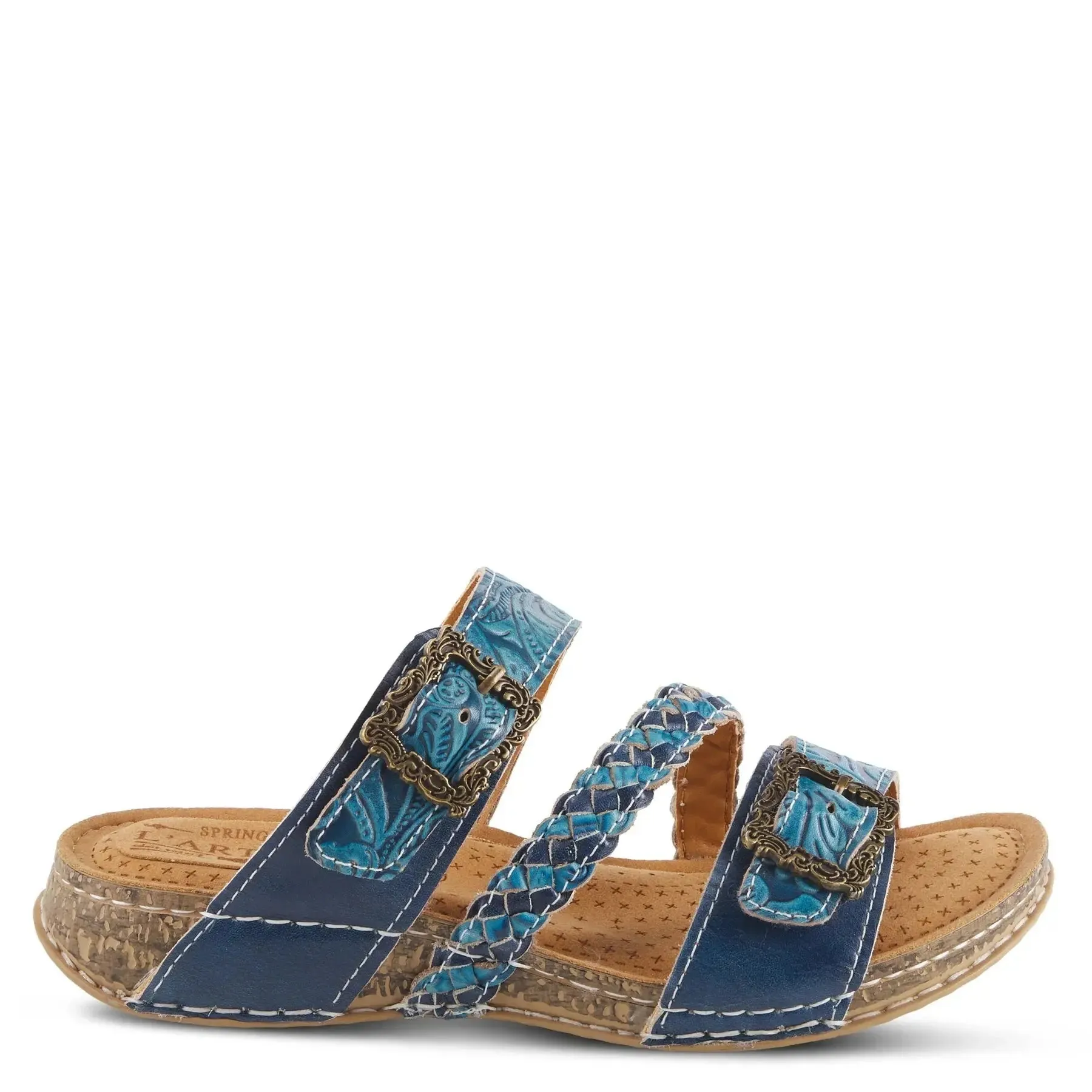 ASTRA SLIDE SANDALS L'ARTISTE - BLUE LEATHER