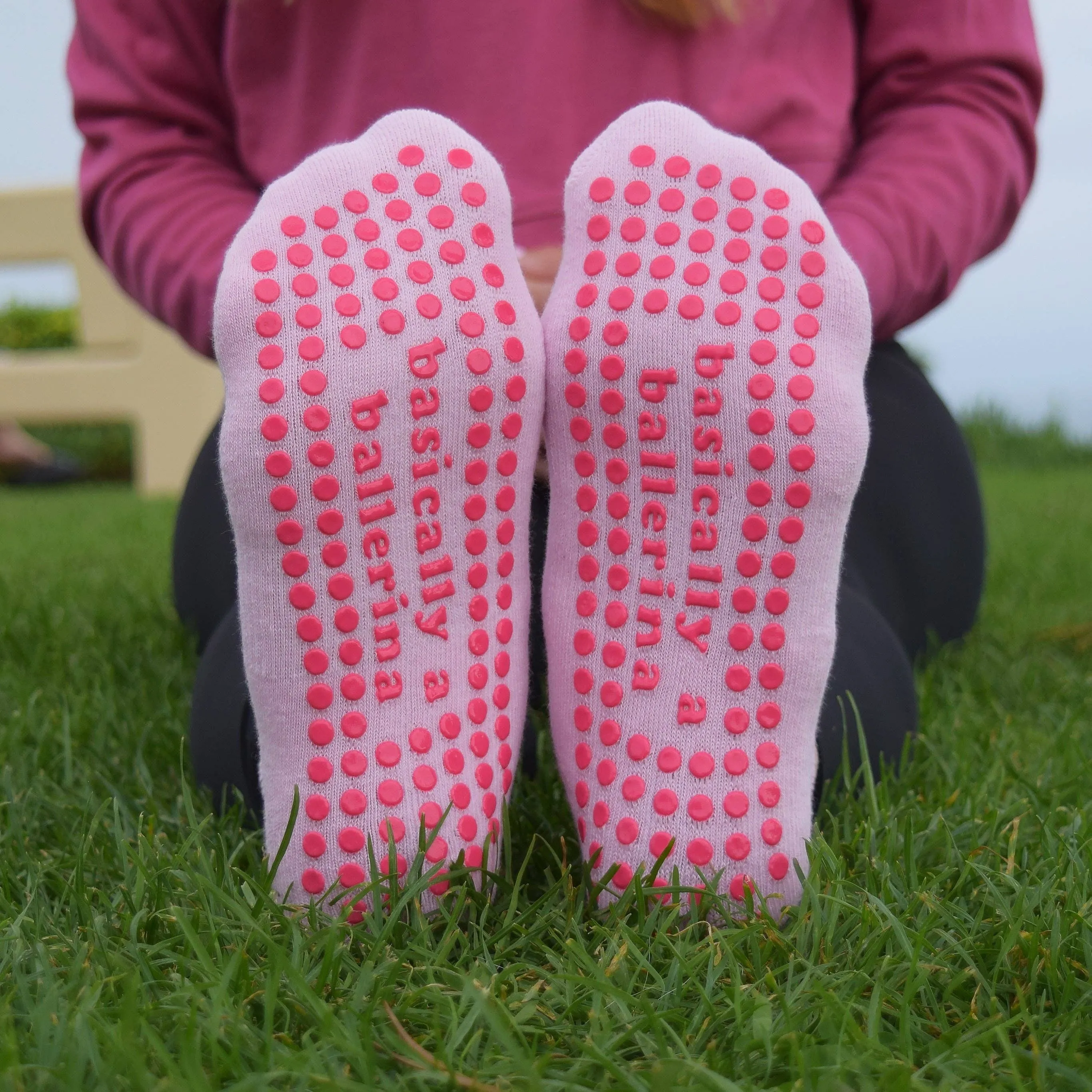 Basically A Ballerina Sticky Socks in Pink | Barre Pilates Yoga Giftable Anti-Slip Grippy Socks