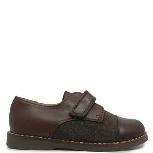 Beberlis Brown Leather and Linen Velcro Shoe