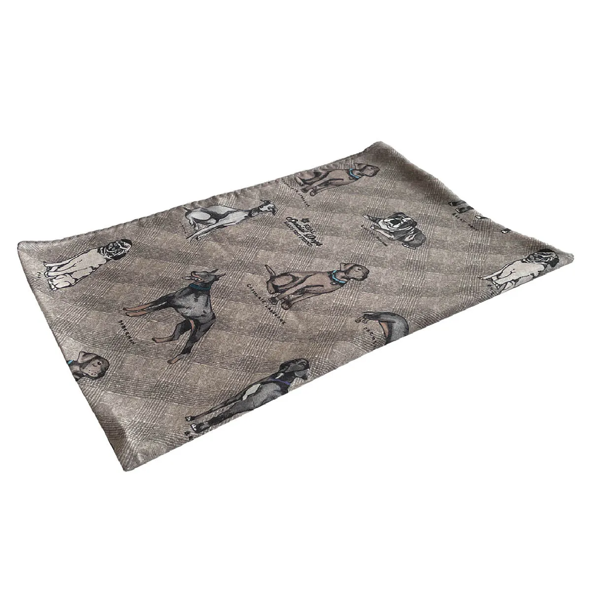 Beige Dog Design printed cashmere scarf