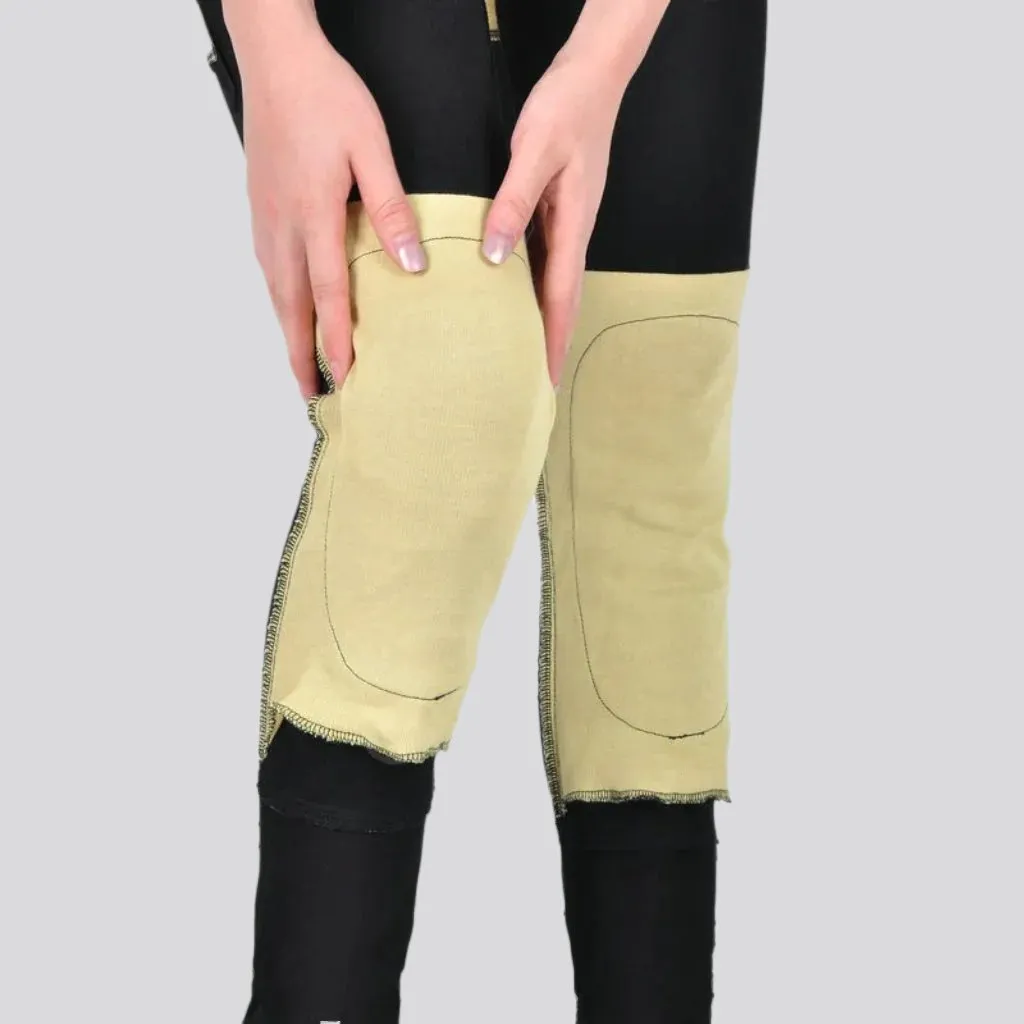 Biker high-waist denim pants for ladies