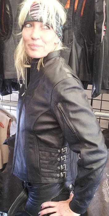 Bombshell leather jacket - side buckle