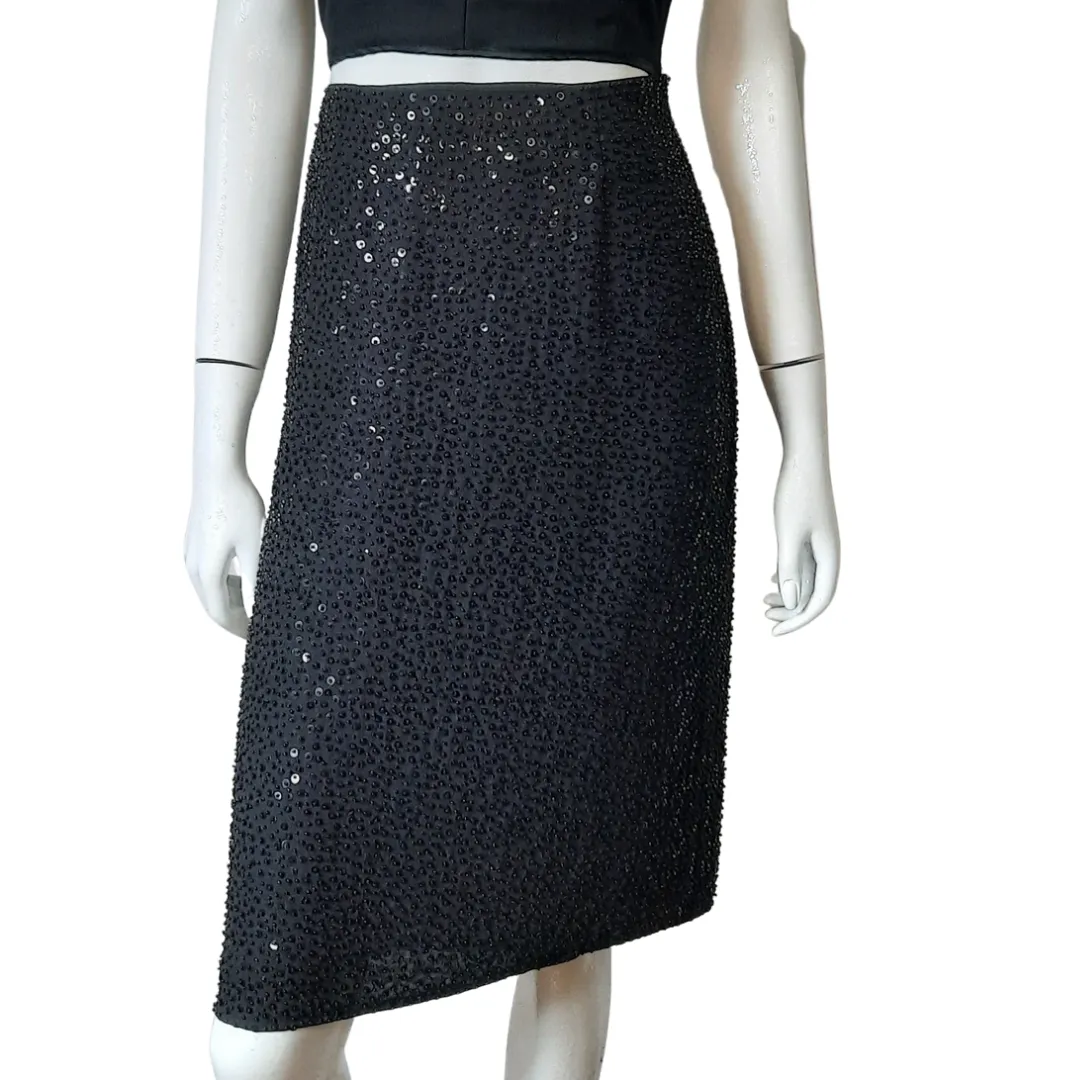 Brooks Brothers Silk Beaded Sequin Pencil Skirt sz. 2