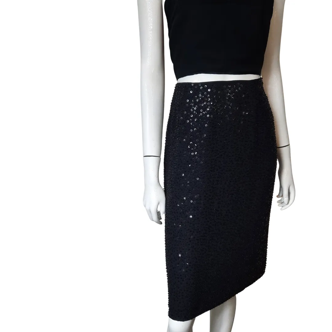 Brooks Brothers Silk Beaded Sequin Pencil Skirt sz. 2