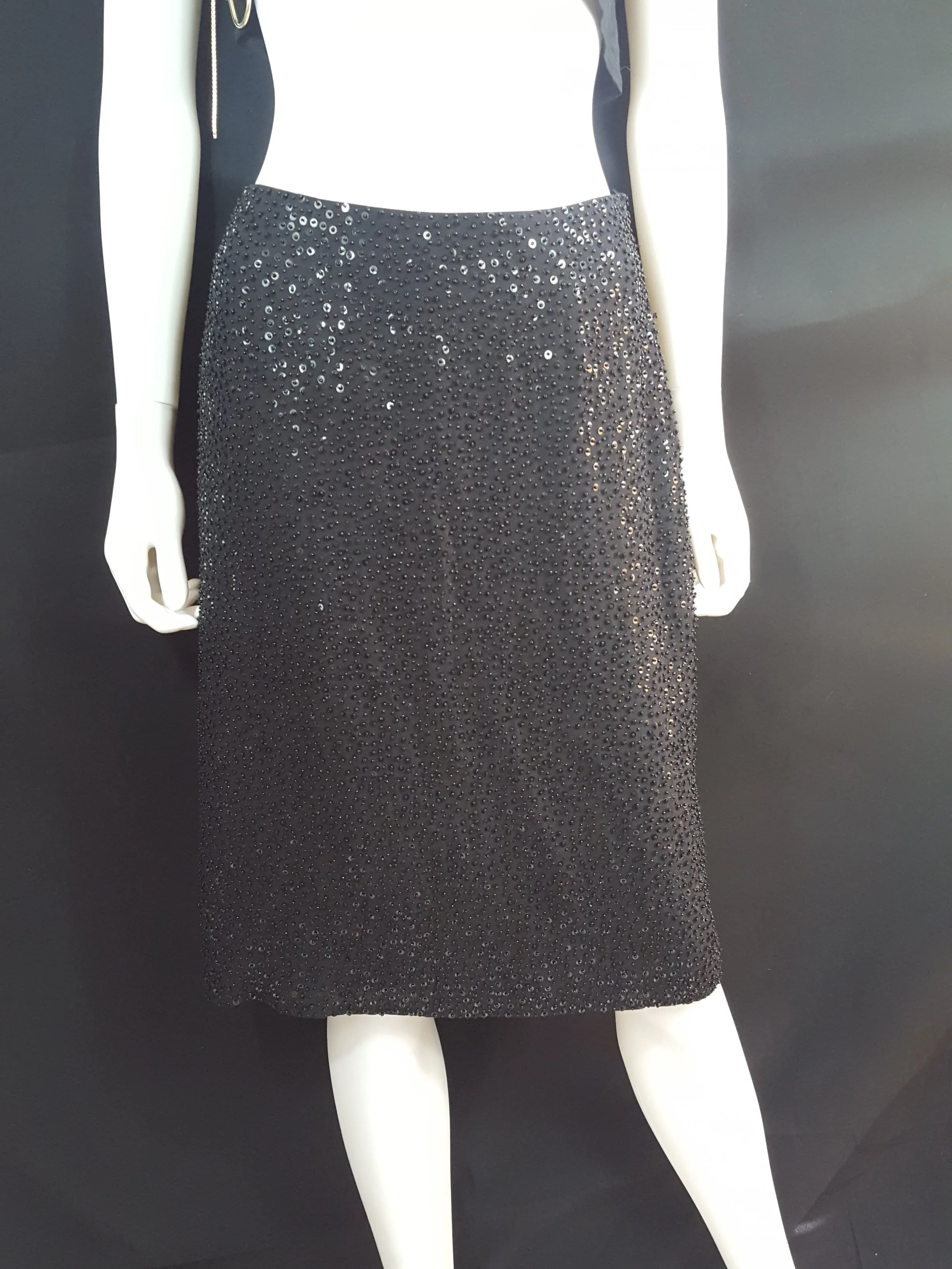 Brooks Brothers Silk Beaded Sequin Pencil Skirt sz. 2