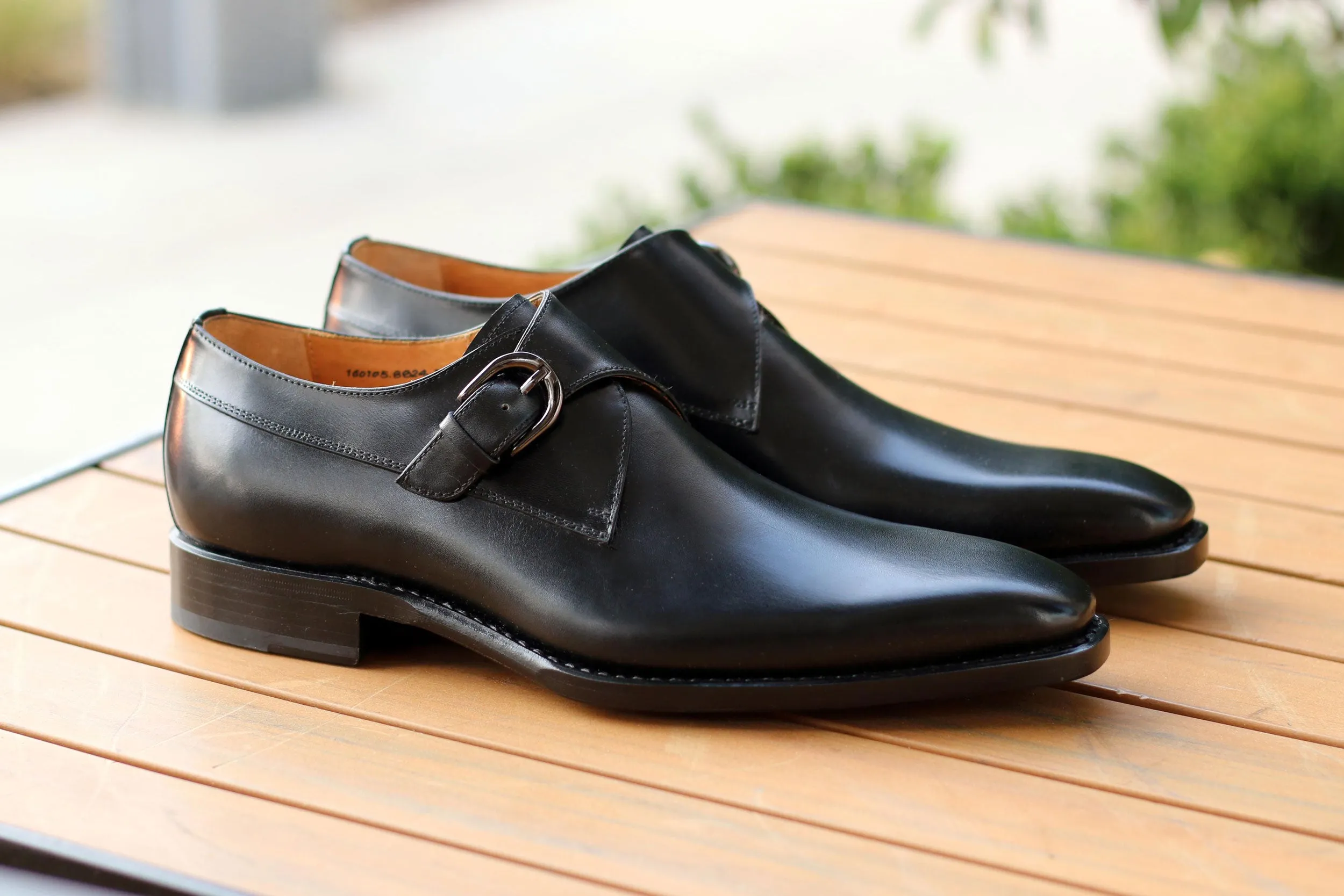 Burnished Calfskin Monkstrap Black