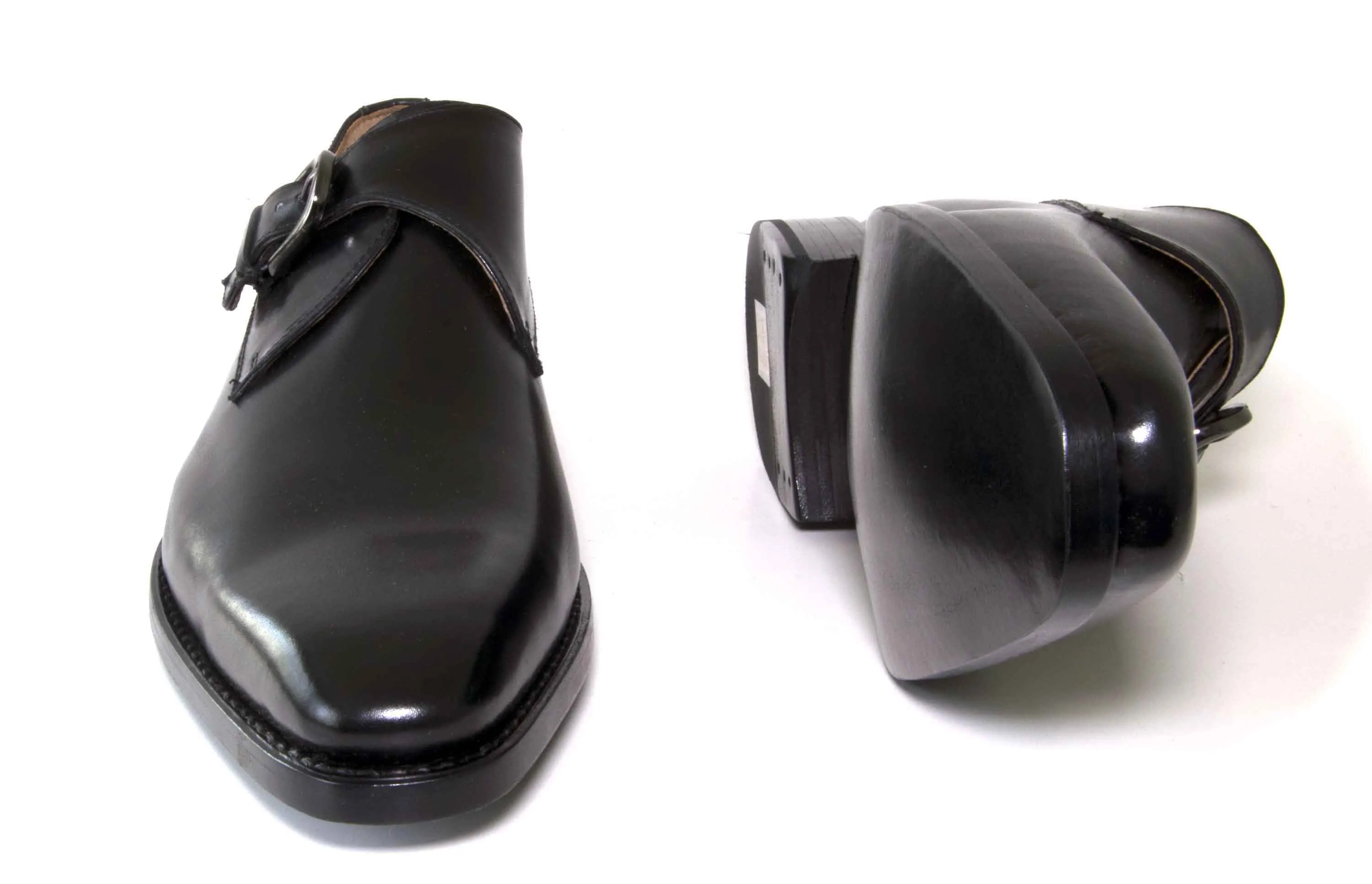 Burnished Calfskin Monkstrap Black