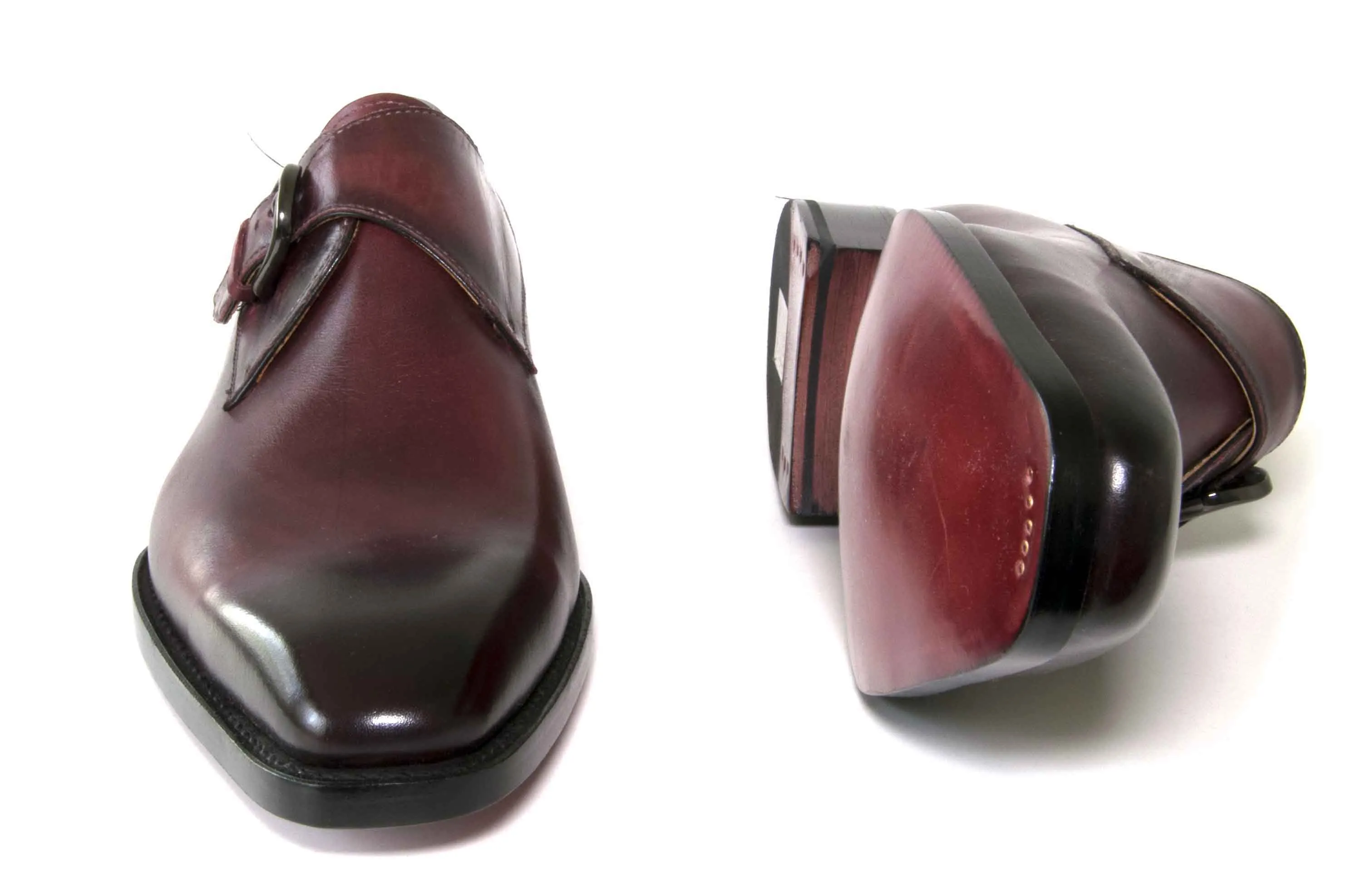 Burnished Calfskin Monkstrap Burgundy