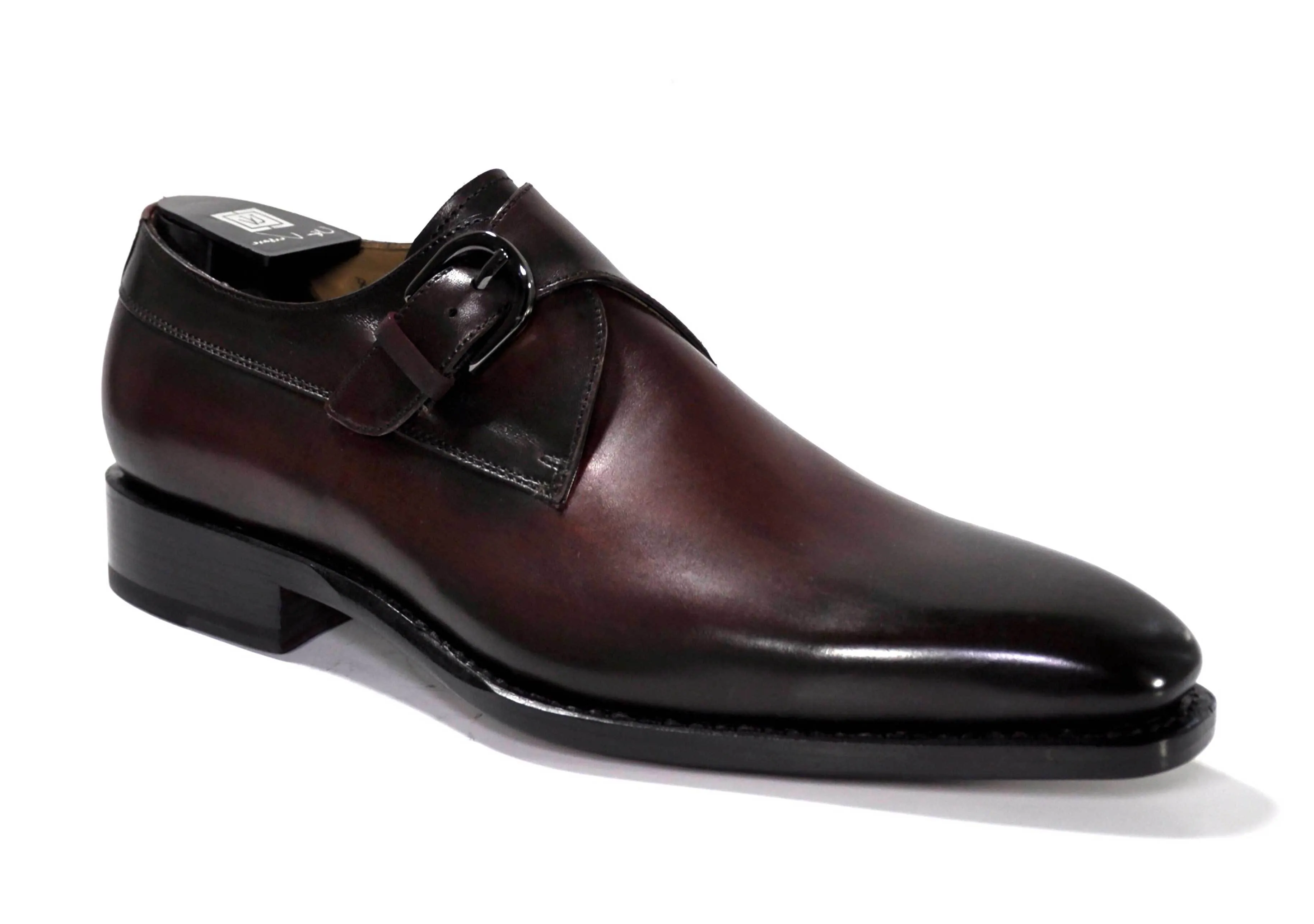 Burnished Calfskin Monkstrap Burgundy