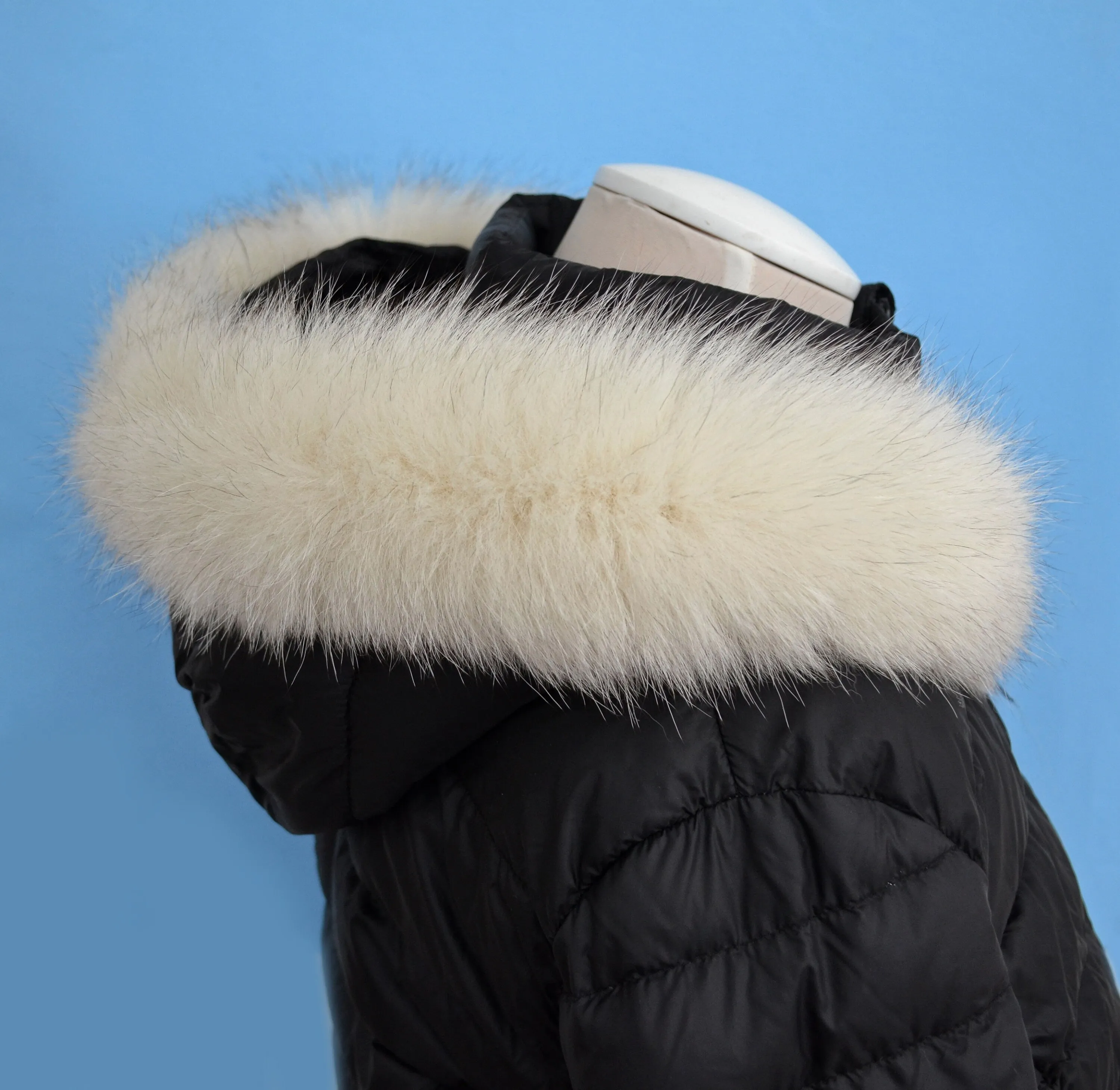 BY ORDER, Real Fox Fur (Tail) Trim Hood, Fur collar trim, Fox Fur Collar, Fur Scarf, Fur Ruff, Fur Hood, Fur stripe, Coat Trim, Ivory