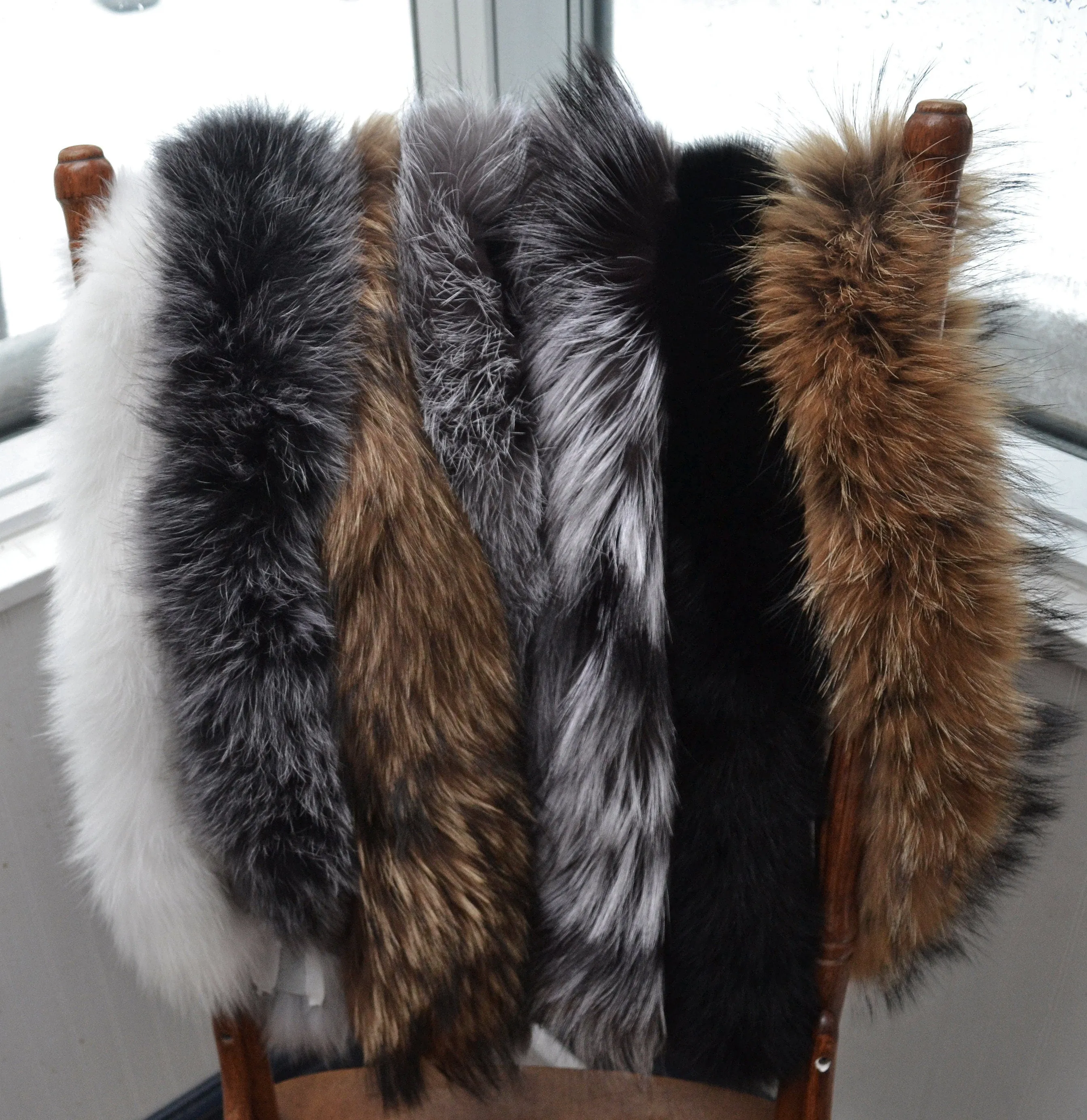 BY ORDER XL Double Real Fox Fur (Tail) Trim Hood, Fur collar trim, Fox Fur Collar, Fur Scarf, Fur Ruff, Fox Fur Hood, Hood Fur, stripe