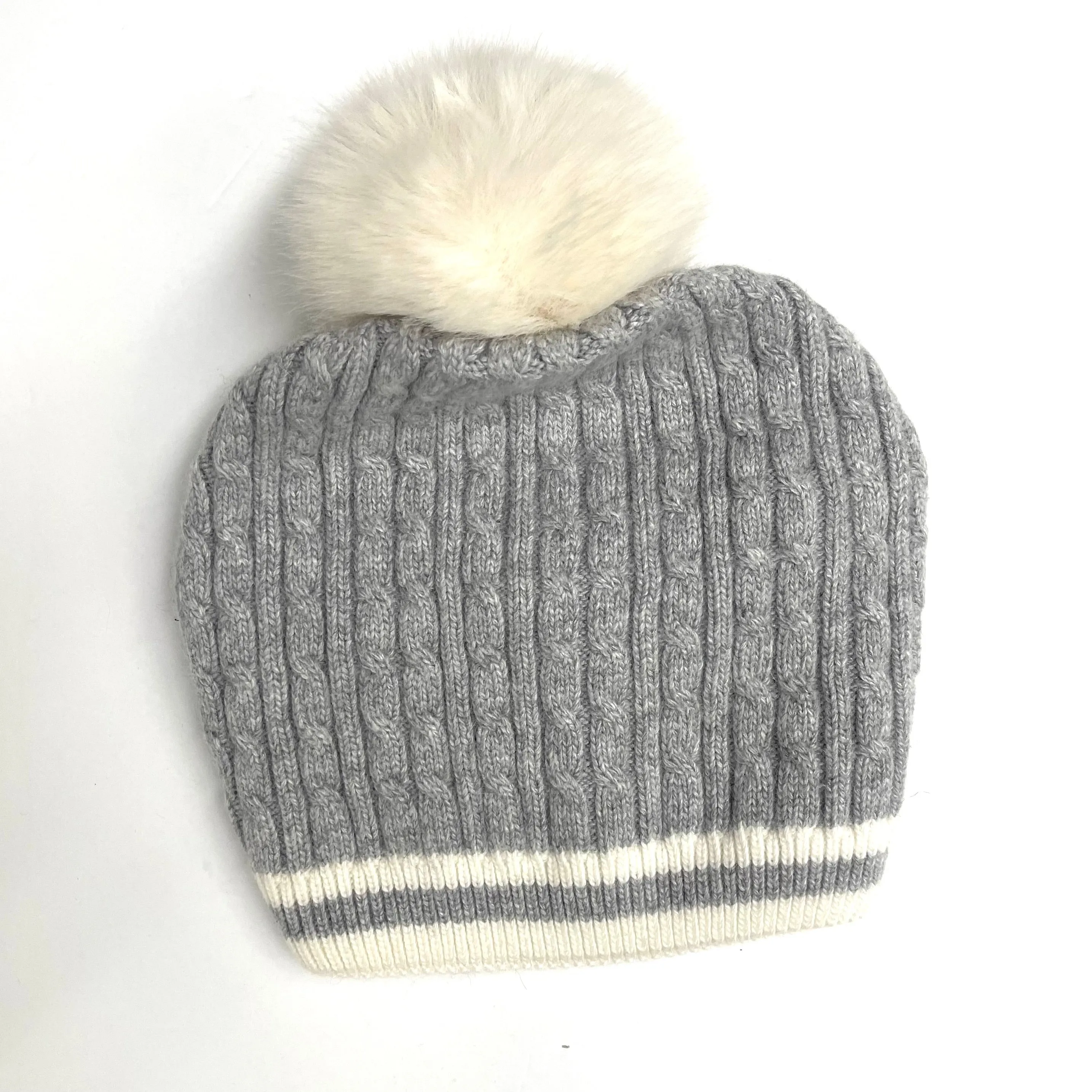 Cabin Cable Beanie With Removable Pom