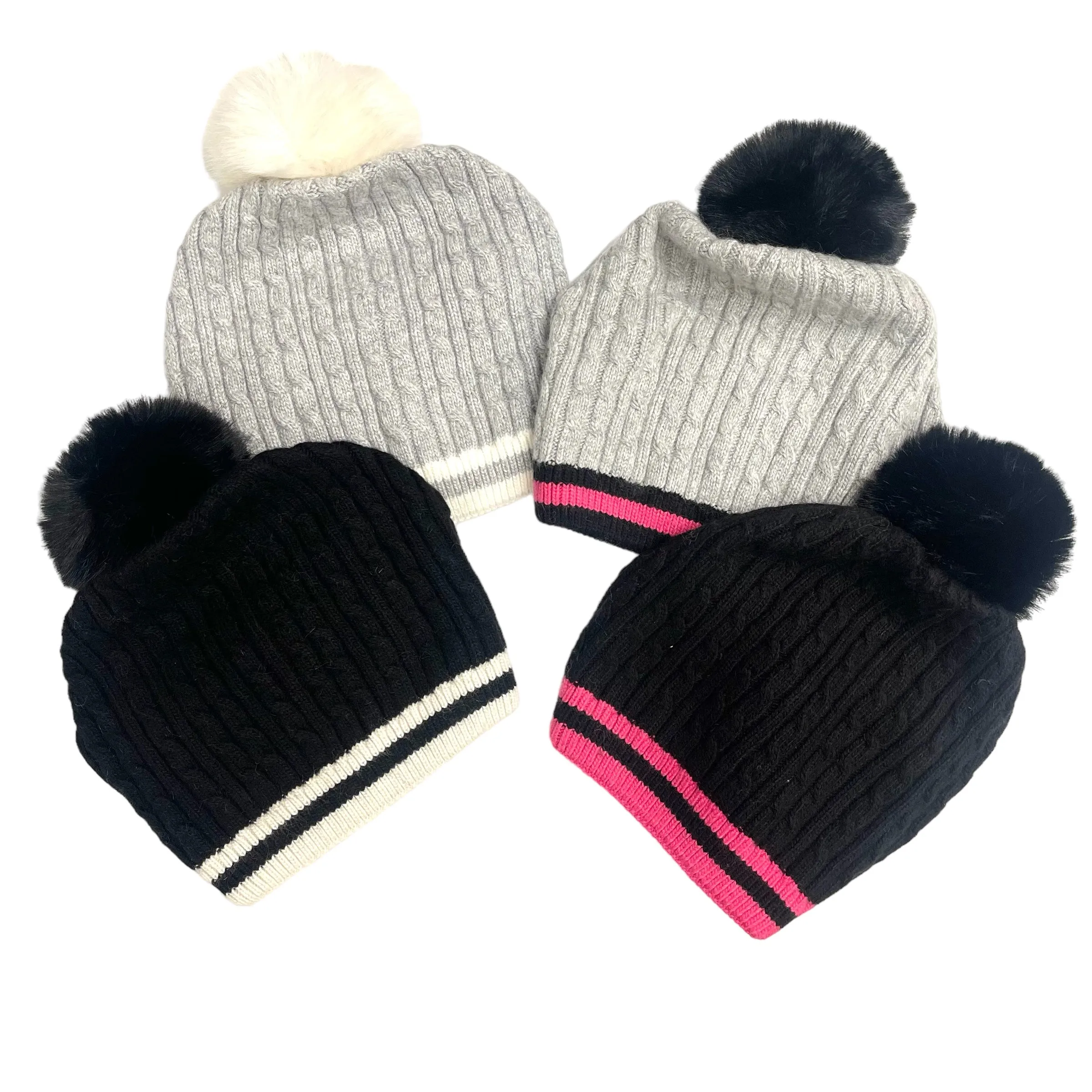 Cabin Cable Beanie With Removable Pom