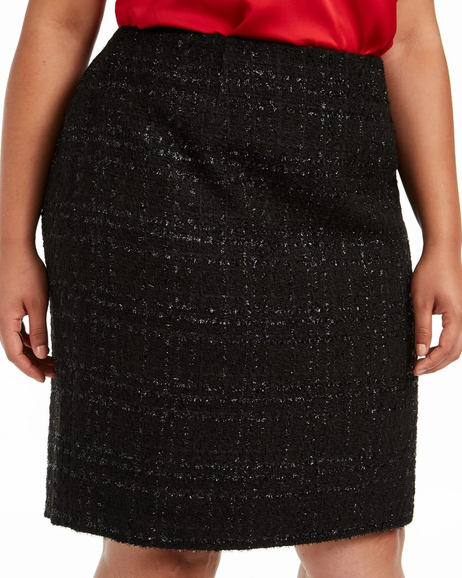 Calvin Klein Women's Plus Tweed Metallic Pencil Skirt Black Size 20W | Black