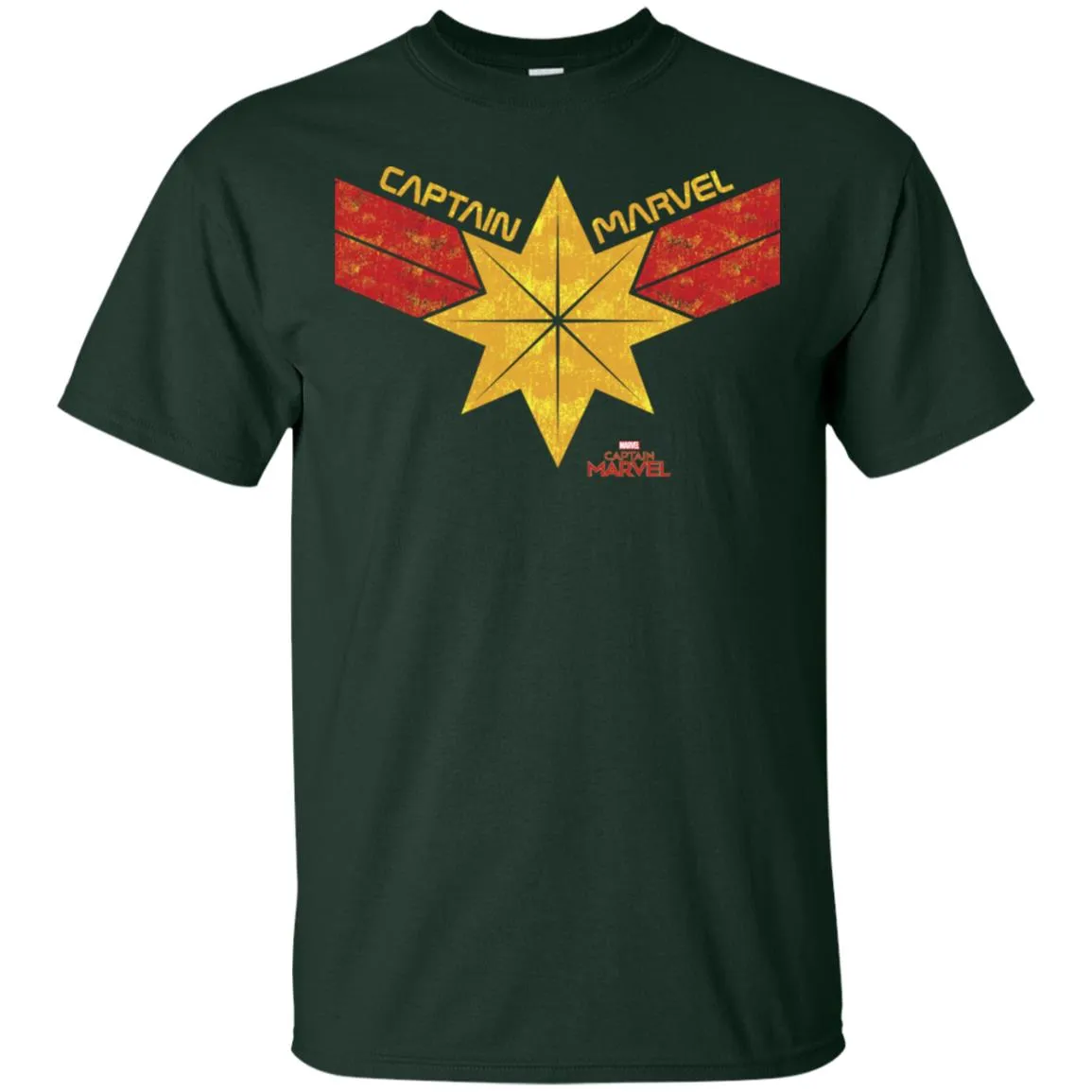 Captain Marvel Distressed Star Ribbon Logo Men Cotton T-Shirt