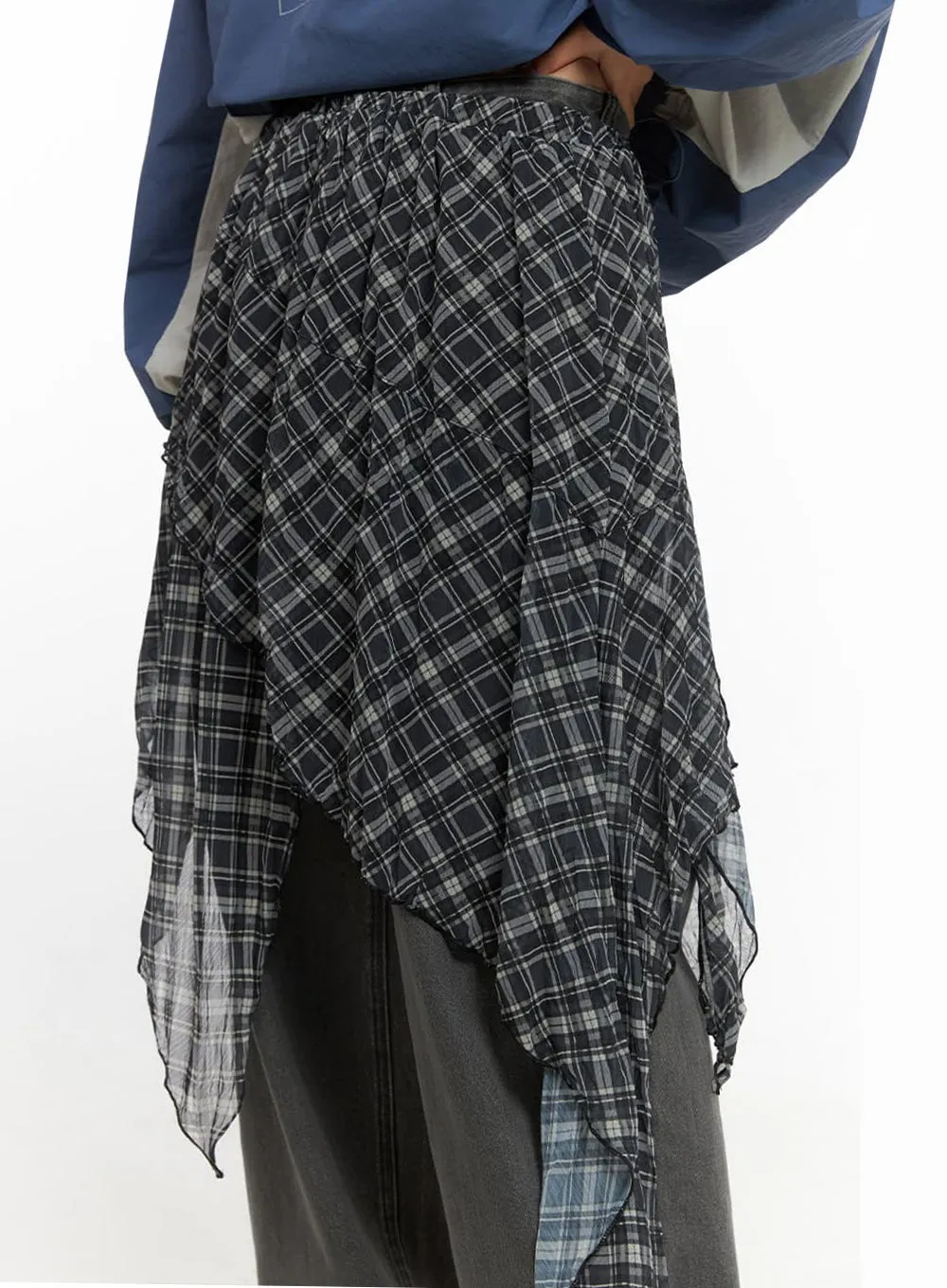 Checkered Layered Skirt IO409