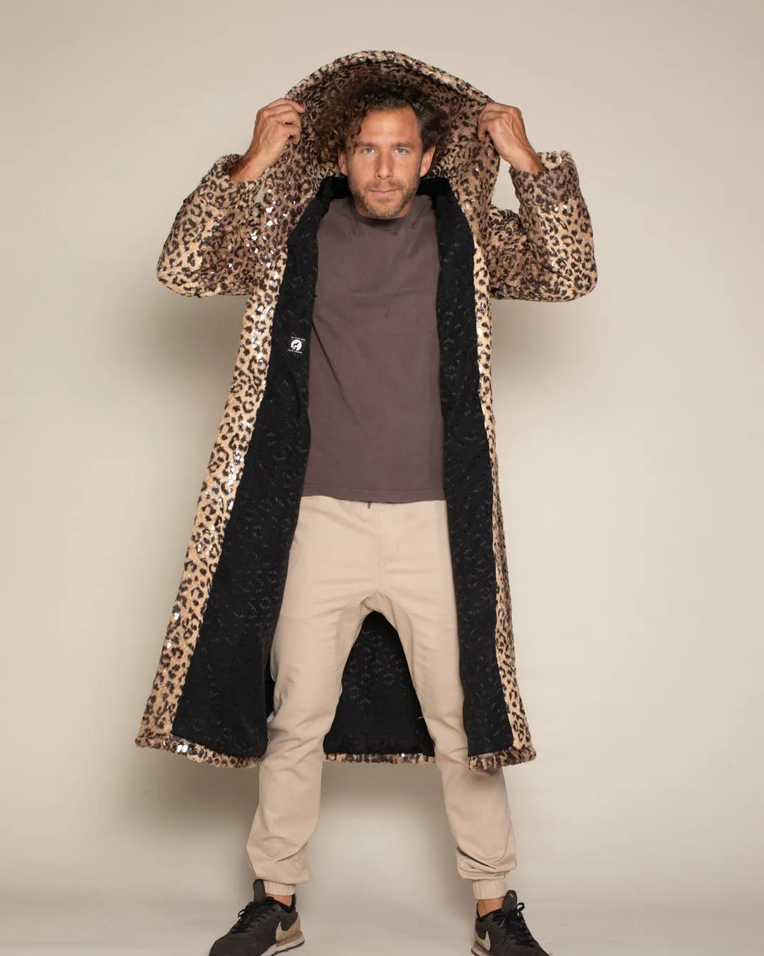 Classic Men's Long Faux Fur Coat | Sri Lankan Leopard Print