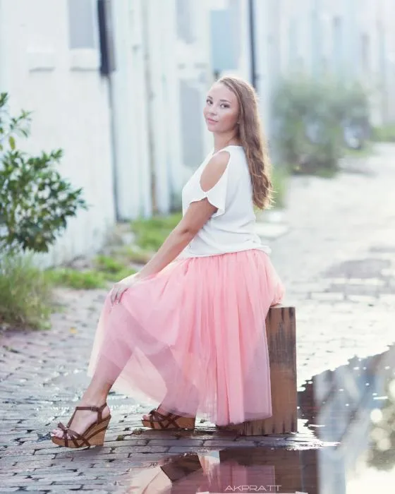 Colette Milky Pink Soft Tulle Skirt - Midi