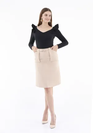 Comfy High Waist Stone Pencil Skirt