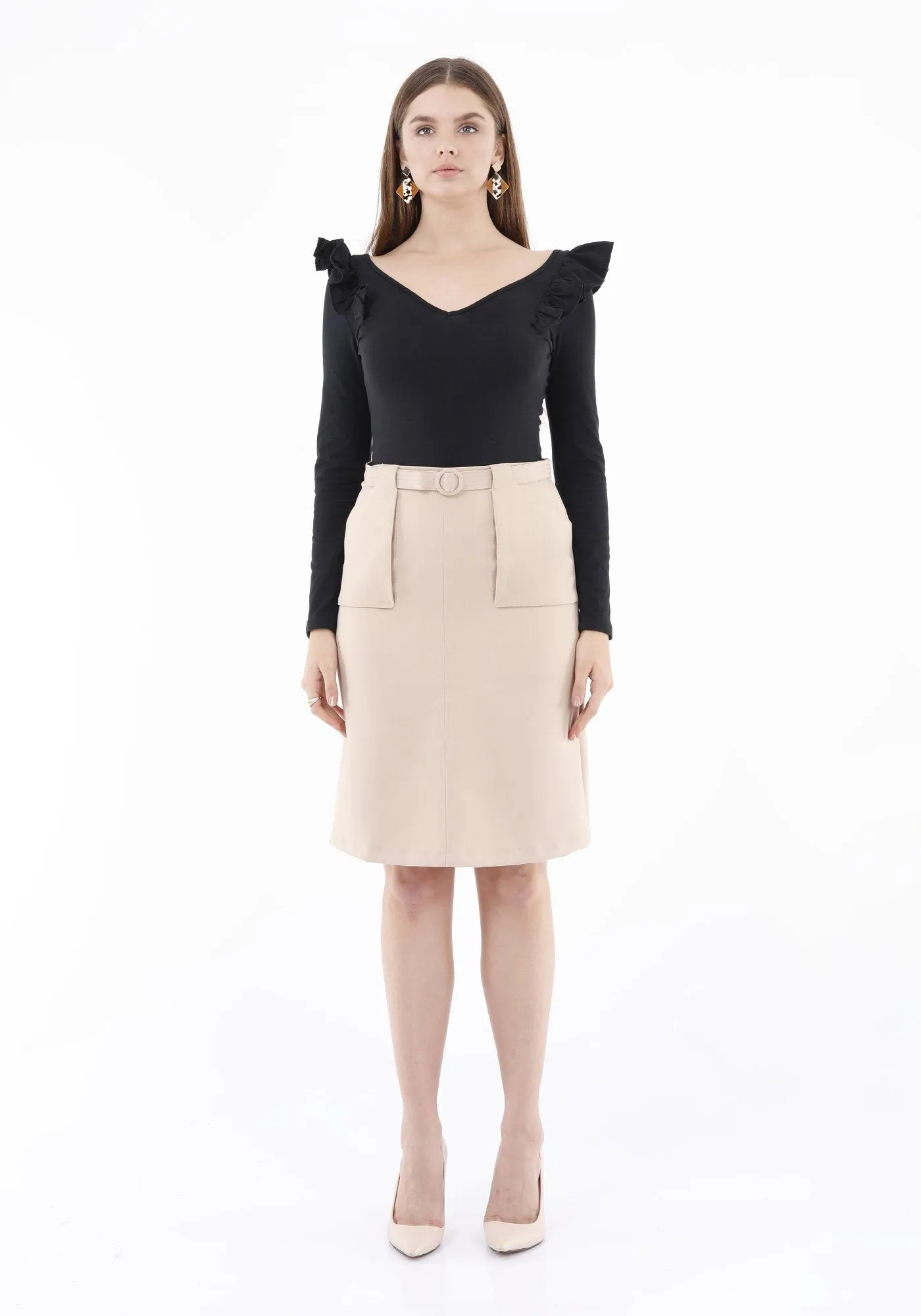 Comfy High Waist Stone Pencil Skirt