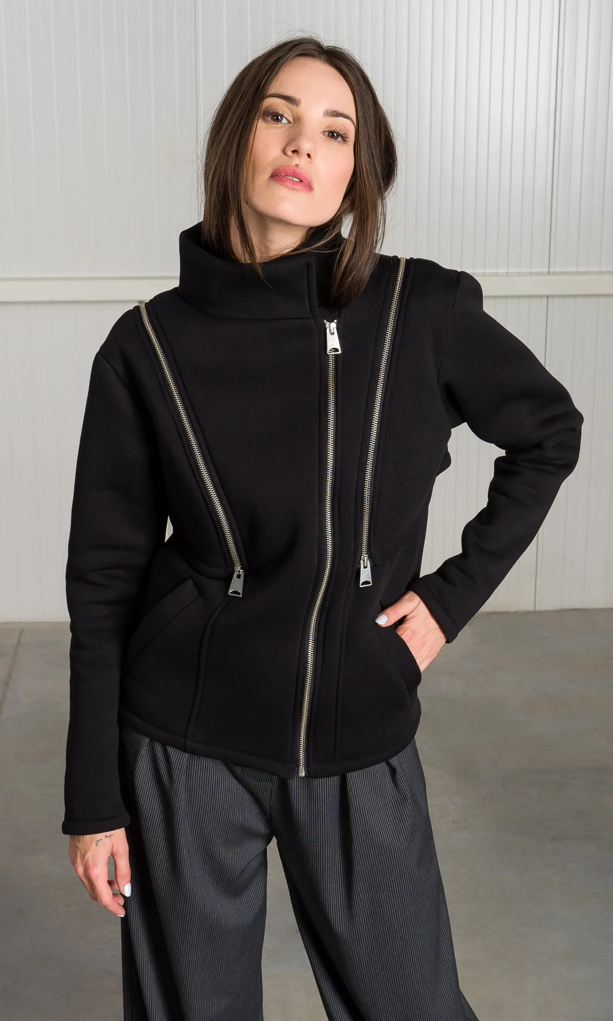 Cotton Fleece Jacket with Detachable Sleeves