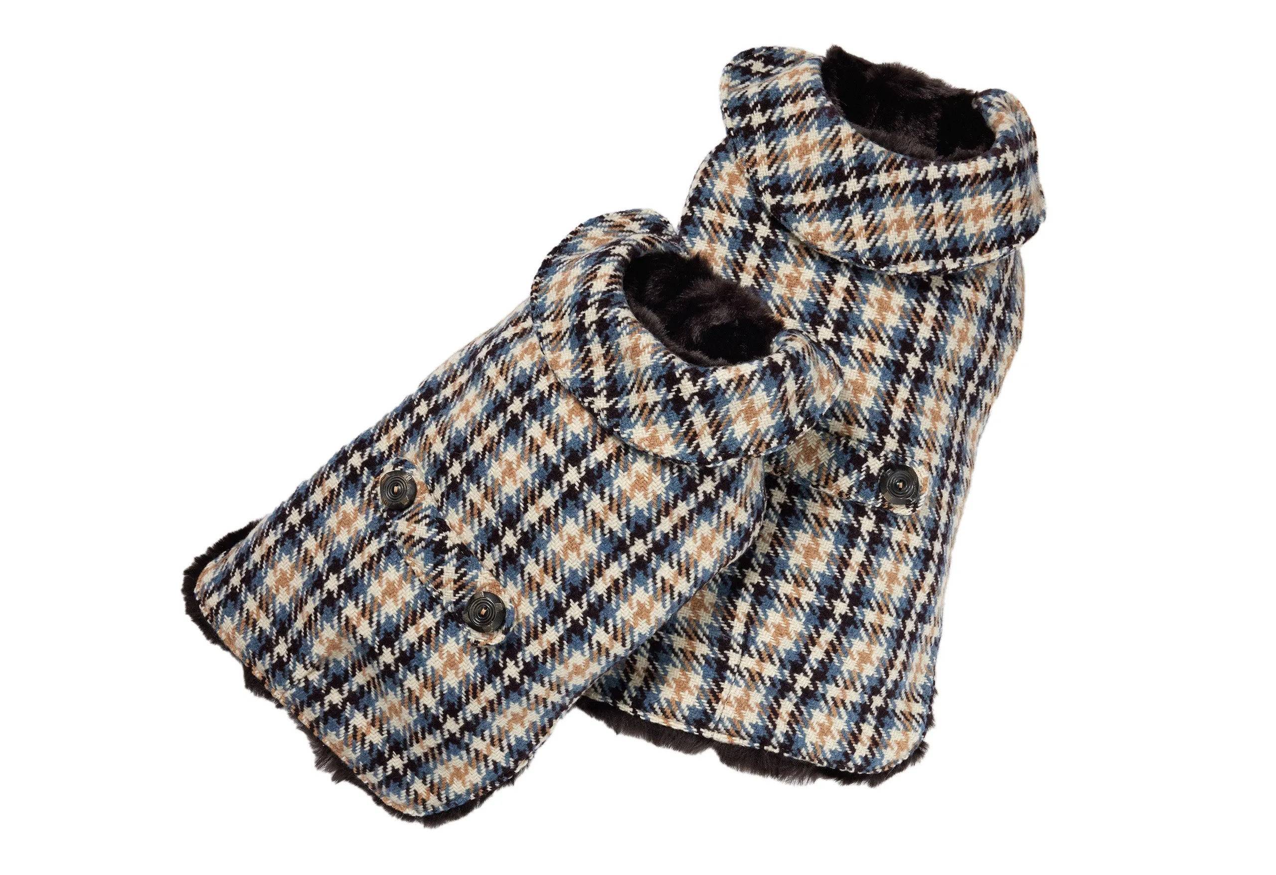 Couture Wool Coat - Blue, Beige & Black Plaid