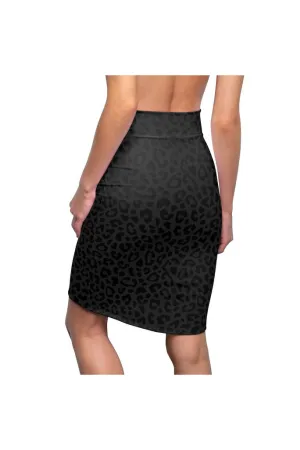 Dark Leopard Print Women's Pencil Skirt