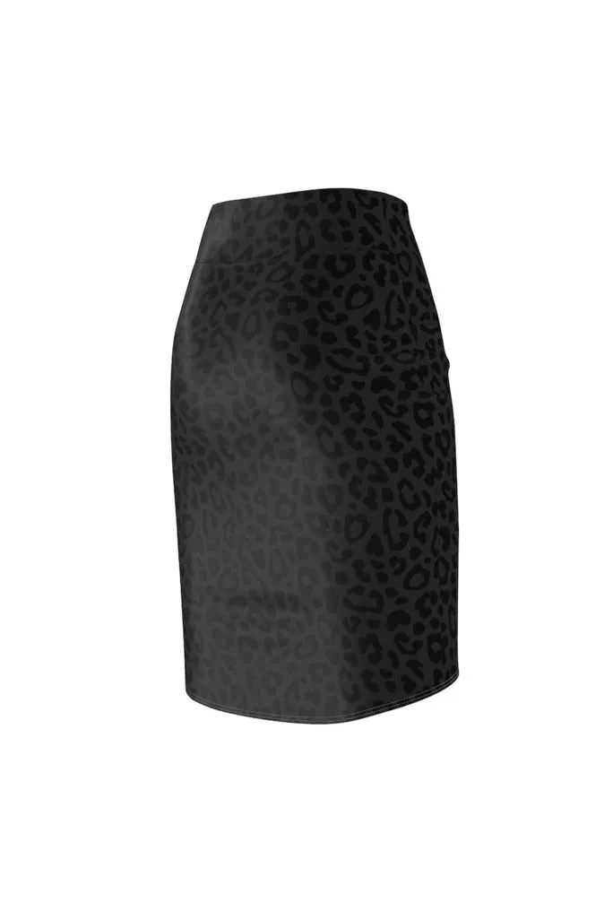 Dark Leopard Print Women's Pencil Skirt