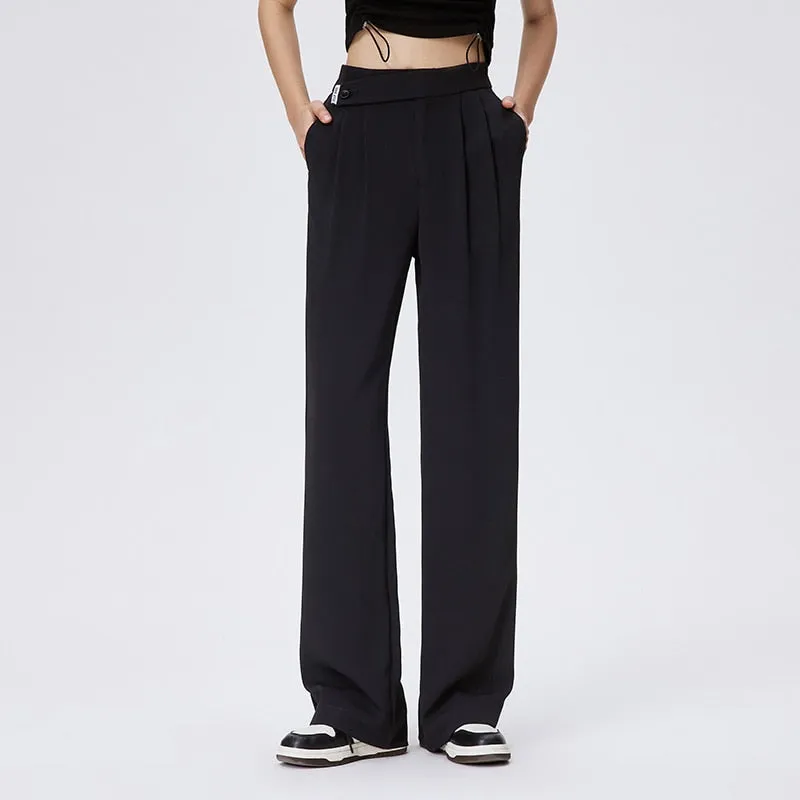 Drape High Waist Wide Leg Pants Trousers