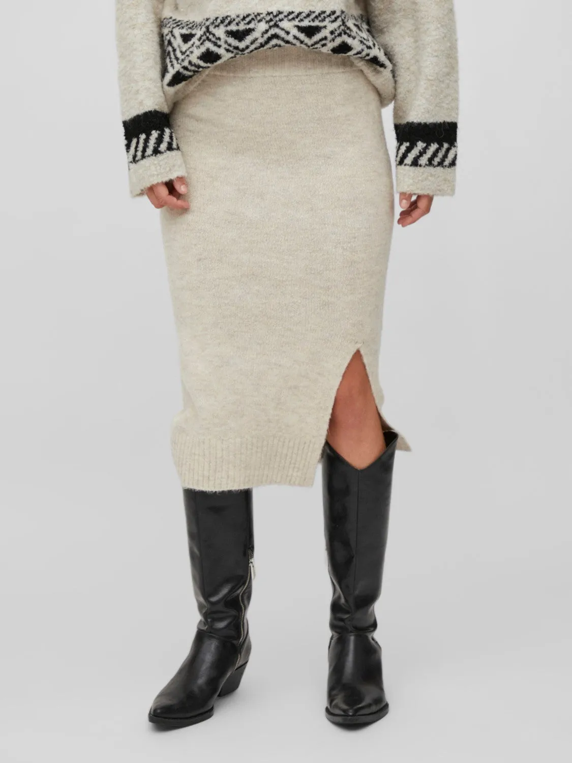 Elia Knitted Pencil Skirt (Super light Natural)