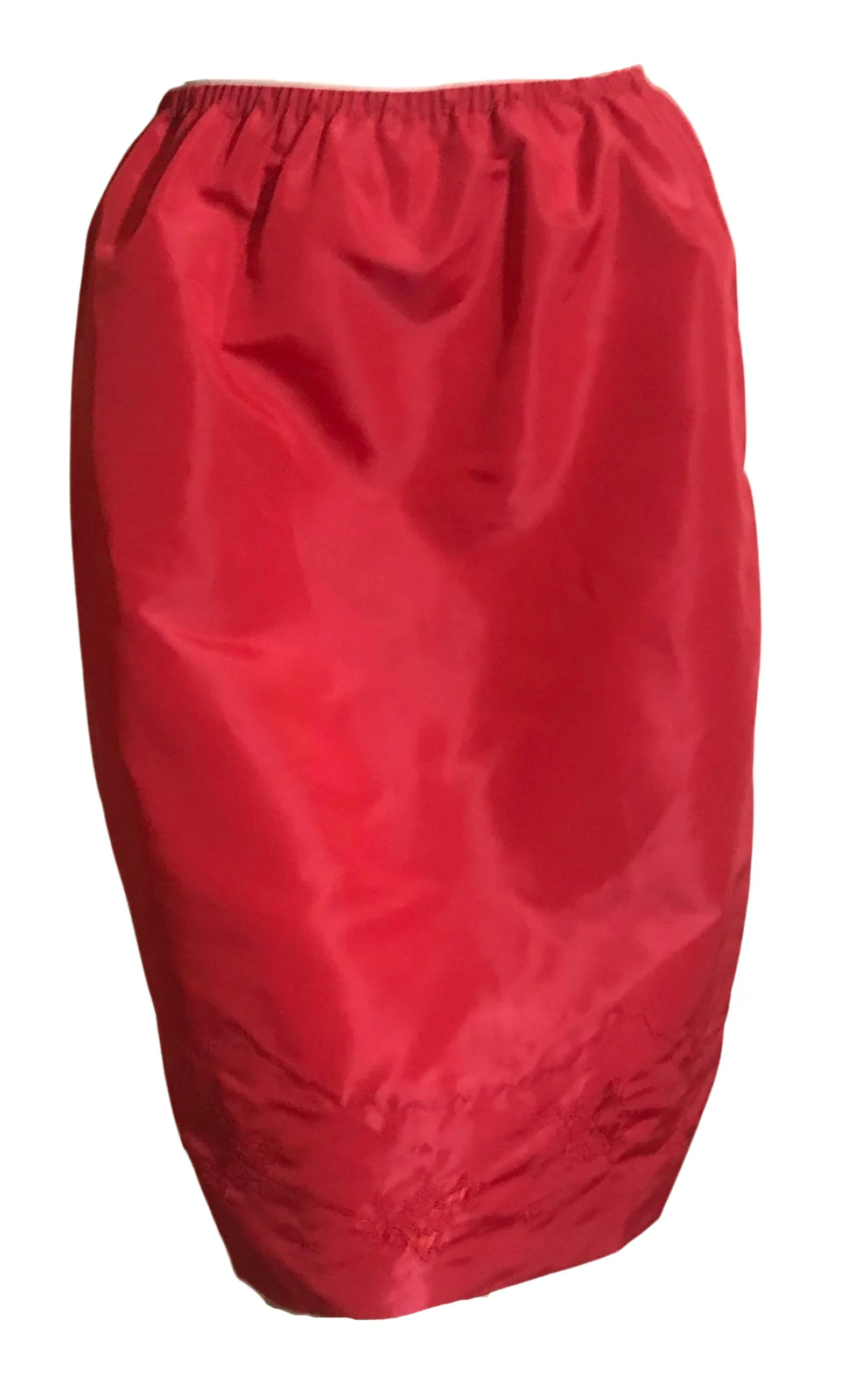 Embroidered Cherry Red Taffeta Half Slip circa 1960s