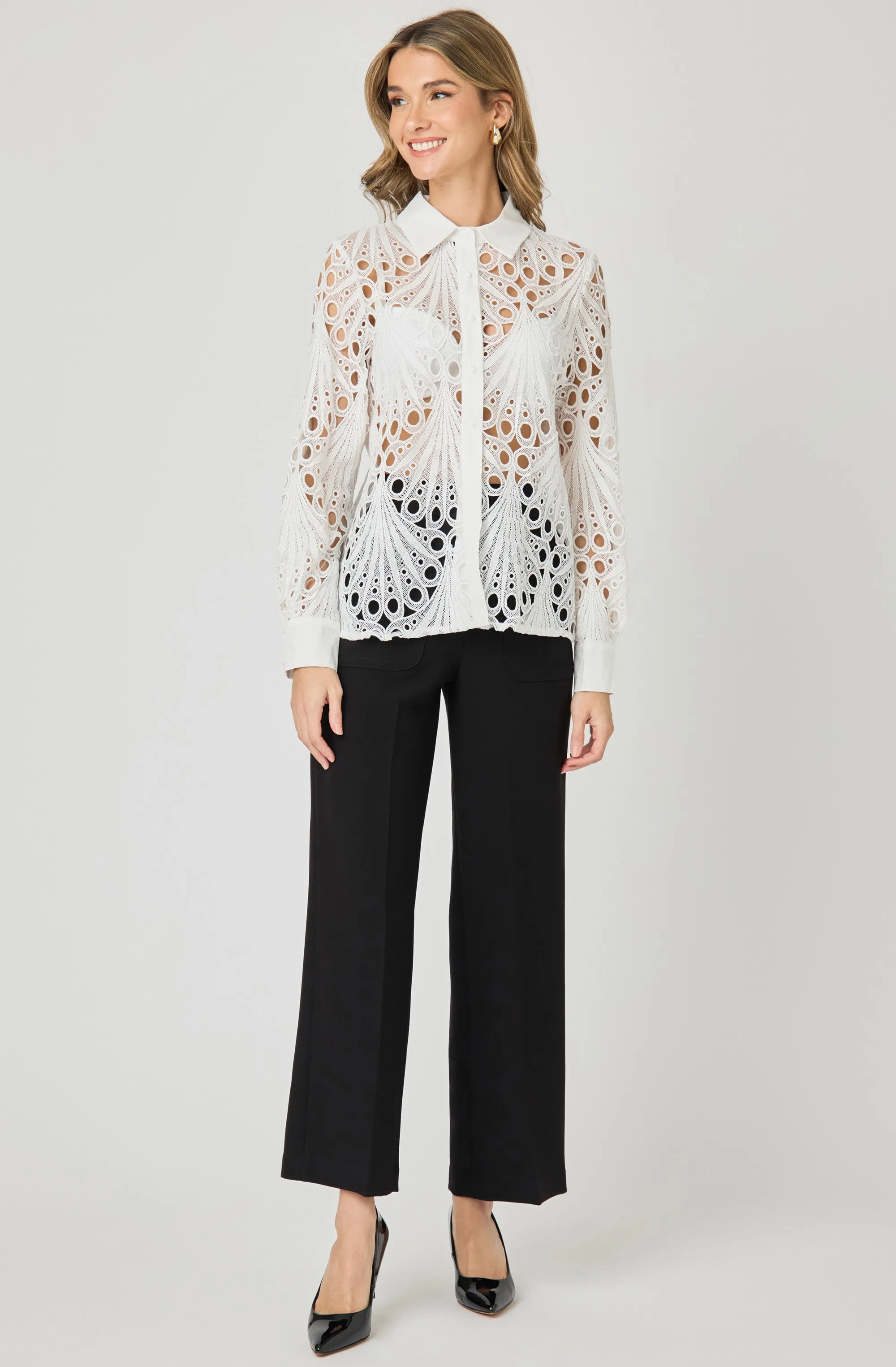 Embroidered Eyelet Lace Blouse