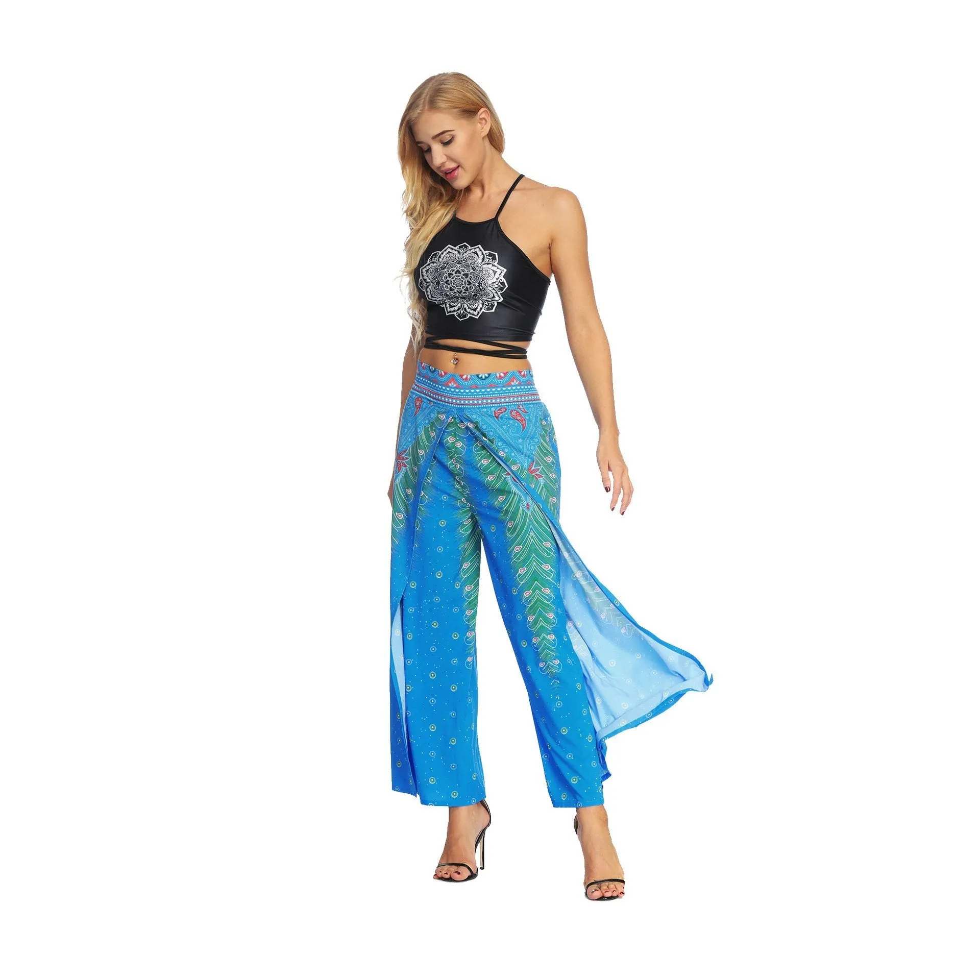 Fashion Ethnic Digital Printing High-waist Wide-leg Yoga Pants Leisure 3