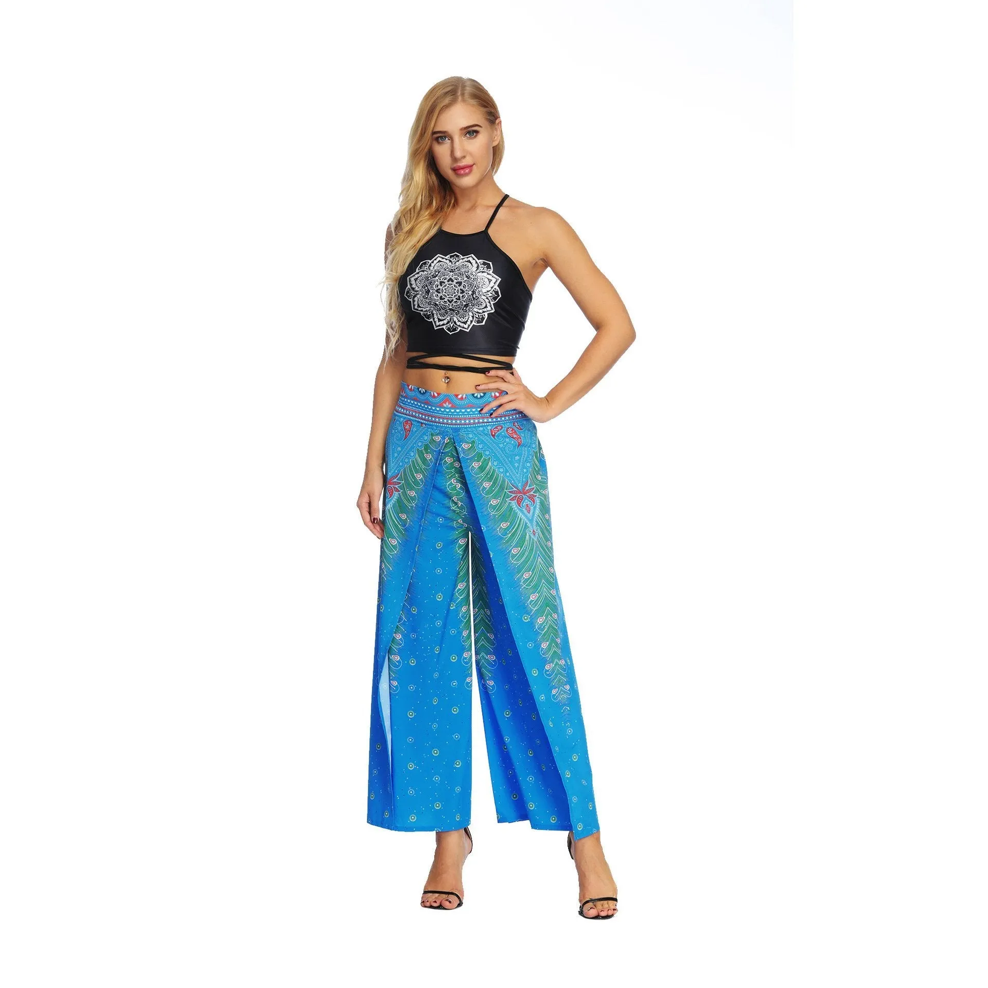 Fashion Ethnic Digital Printing High-waist Wide-leg Yoga Pants Leisure 3