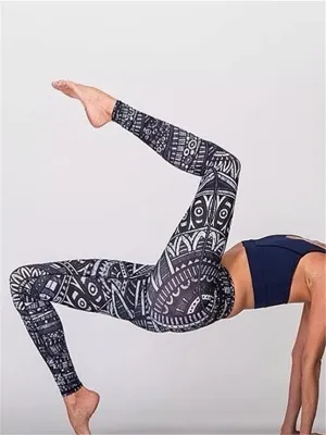 Fashion Ethnic Print High Waist Hip Yoga Pants