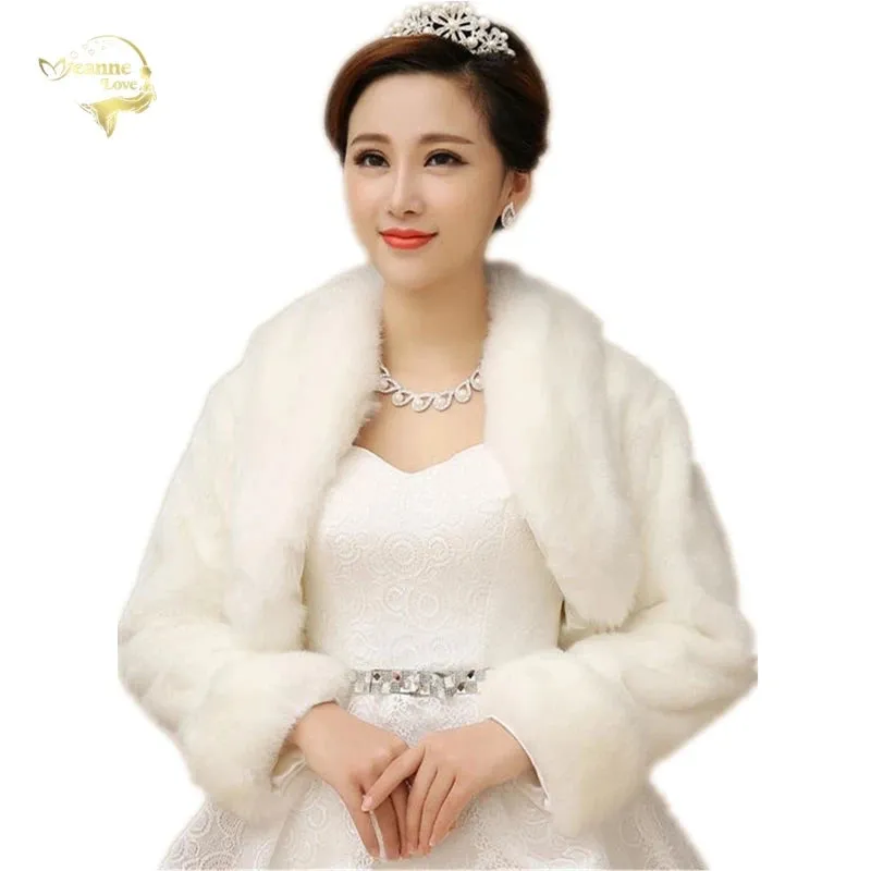 Faux Fur Long Sleeve Bridal Coat Capes Jacket